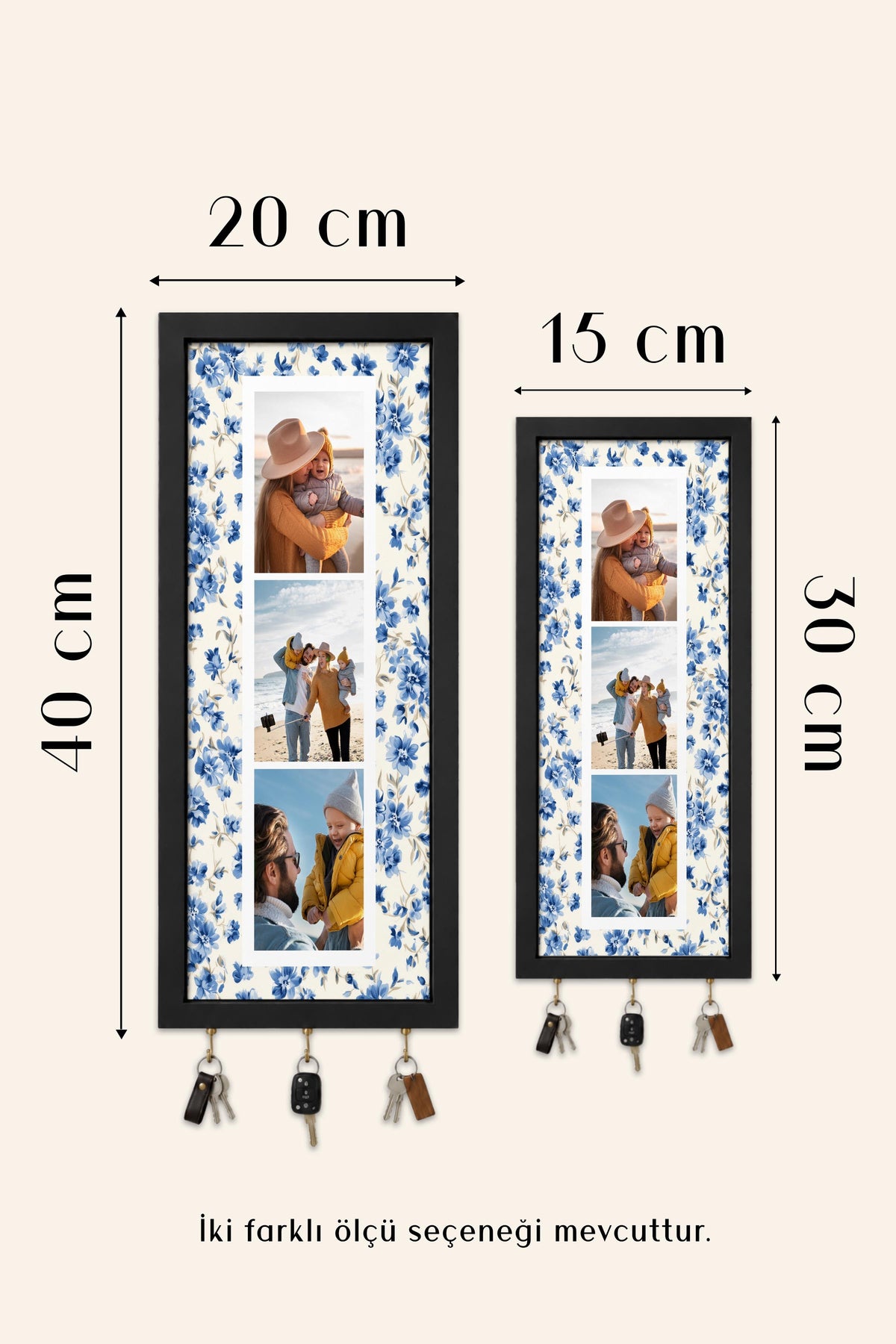 Kişiye Özel Tablo Anahtarlık, Photobooth Stili Bej Fotoğraf Çerçevesi, Vintage Duvar Dekoru