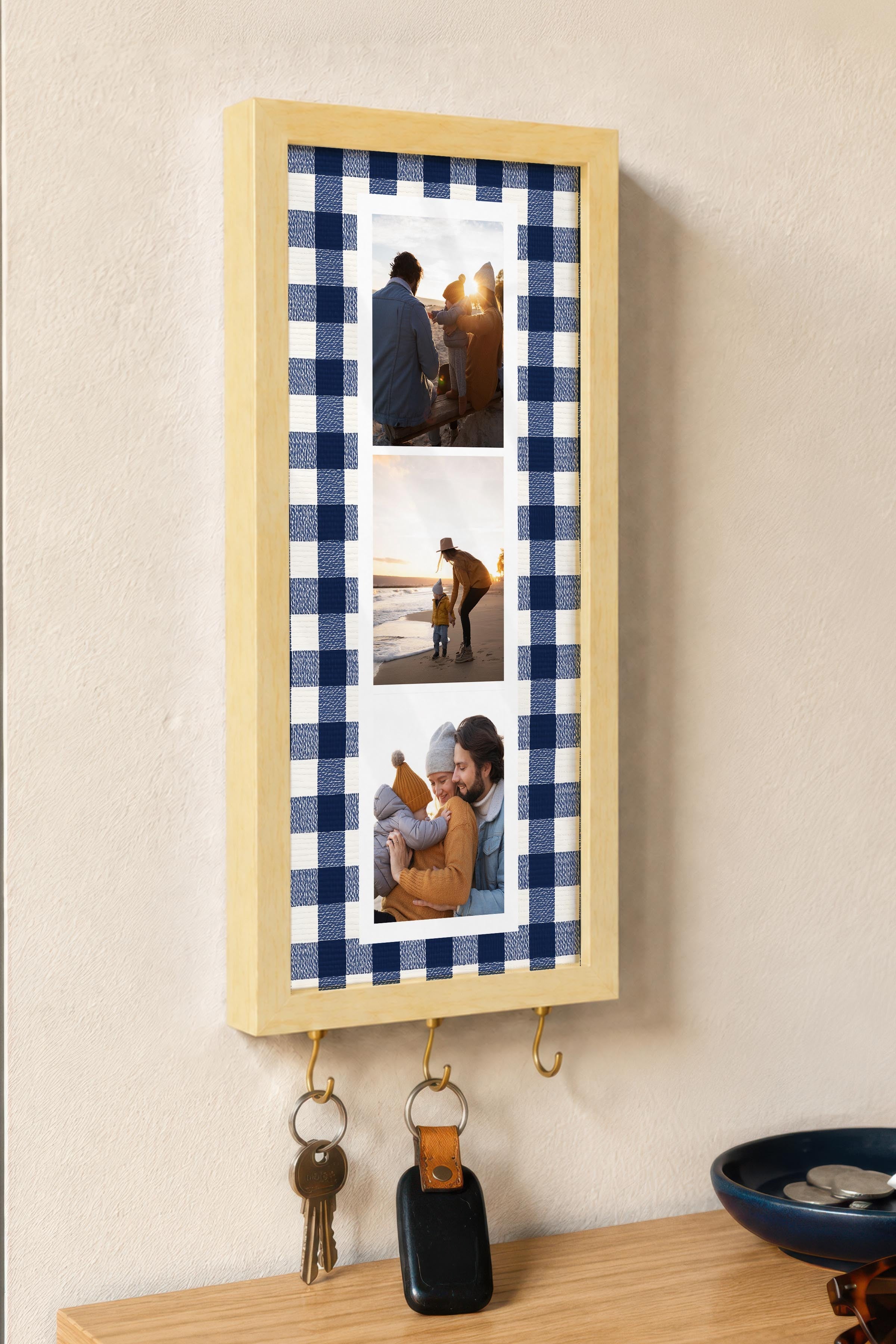 Kişiye Özel Tablo Anahtarlık, Photobooth Stili Bej Fotoğraf Çerçevesi, Vintage Duvar Dekoru