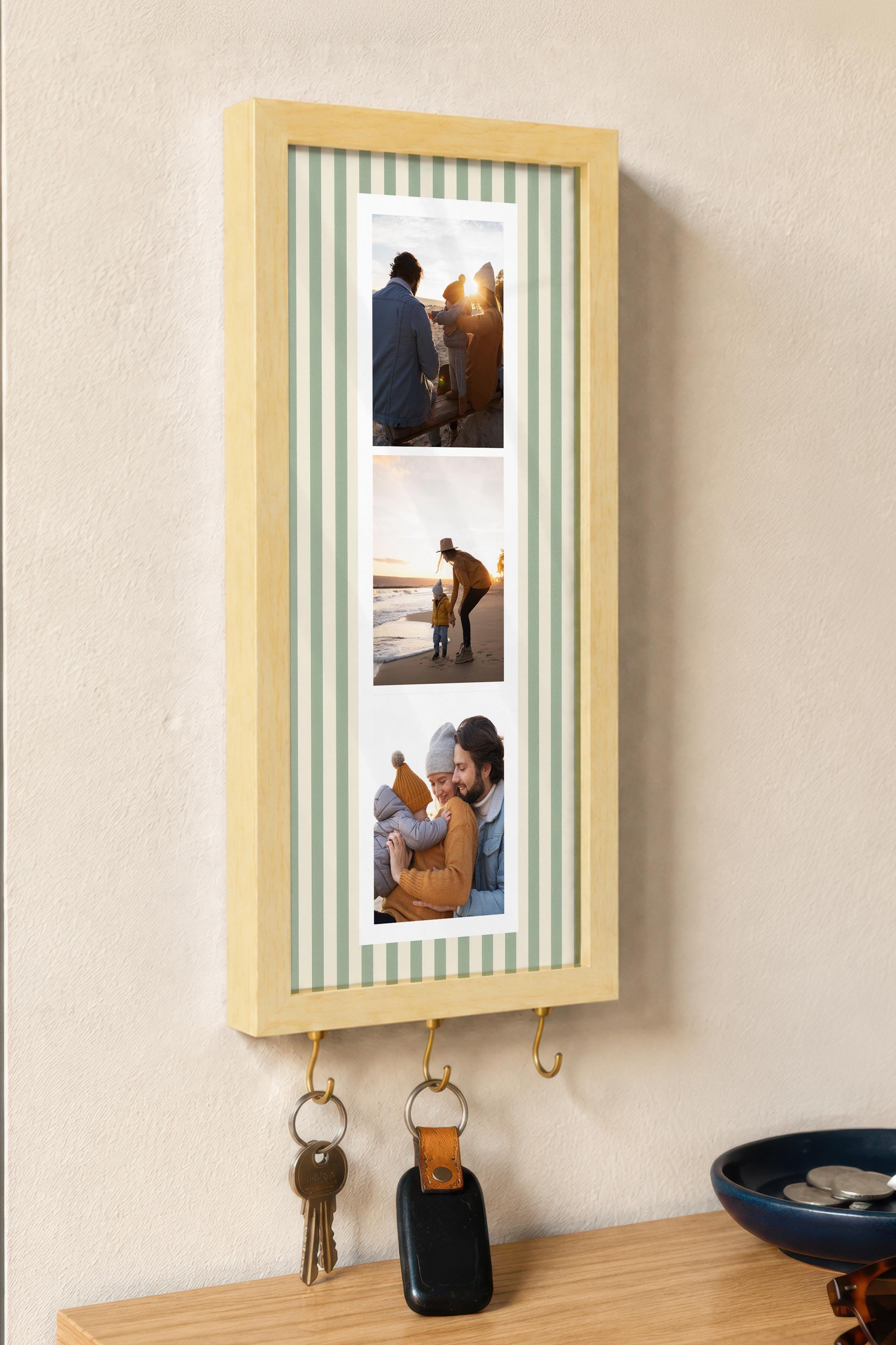 Kişiye Özel Tablo Anahtarlık, Photobooth Stili Bej Fotoğraf Çerçevesi, Vintage Duvar Dekoru