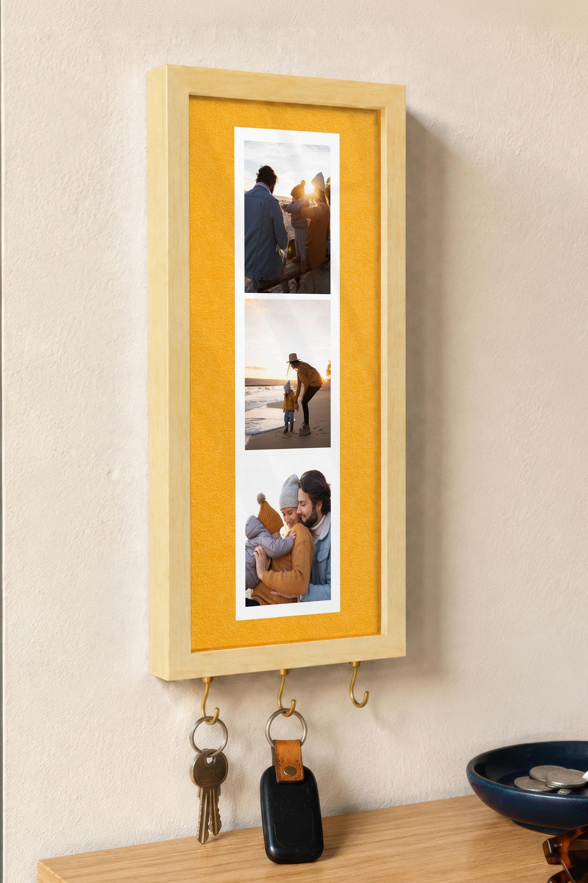 Kişiye Özel Tablo Anahtarlık, Photobooth Stili Bej Fotoğraf Çerçevesi, Vintage Duvar Dekoru