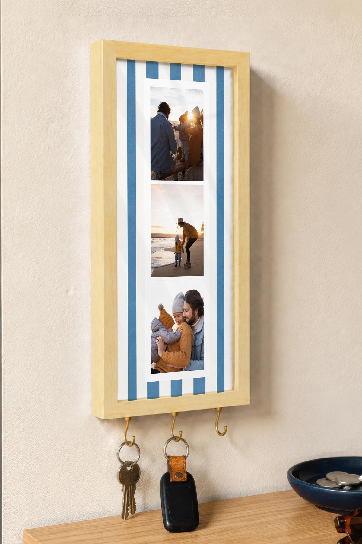 Kişiye Özel Tablo Anahtarlık, Photobooth Stili Bej Fotoğraf Çerçevesi, Vintage Duvar Dekoru