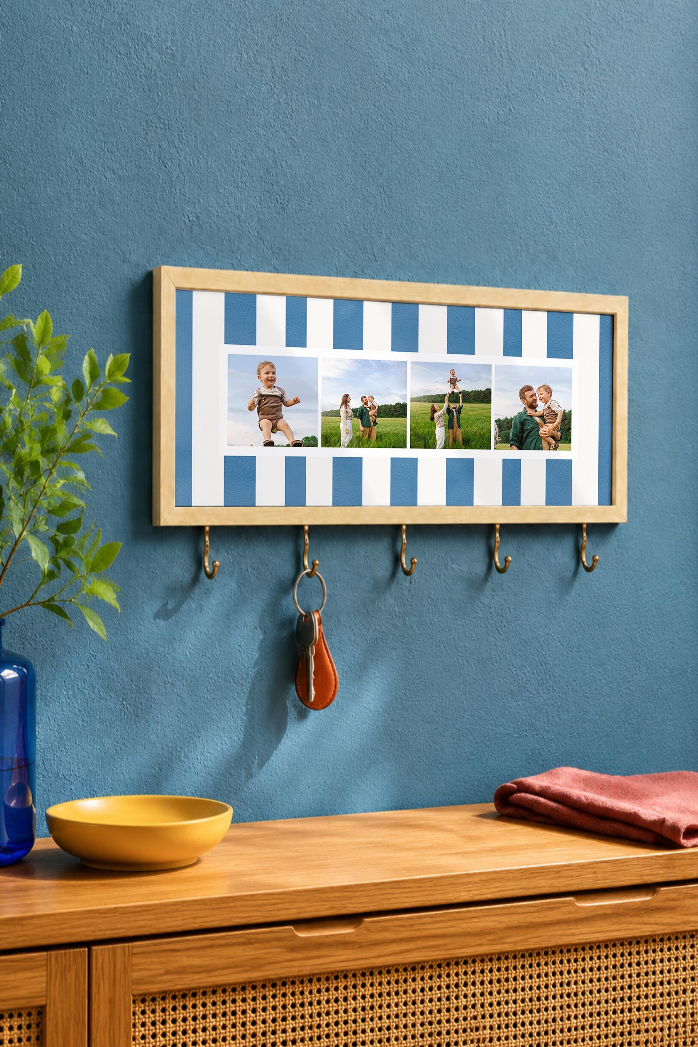 Kişiye Özel Tablo Anahtarlık, Photobooth Stili Bej Fotoğraf Çerçevesi, Vintage Duvar Dekoru