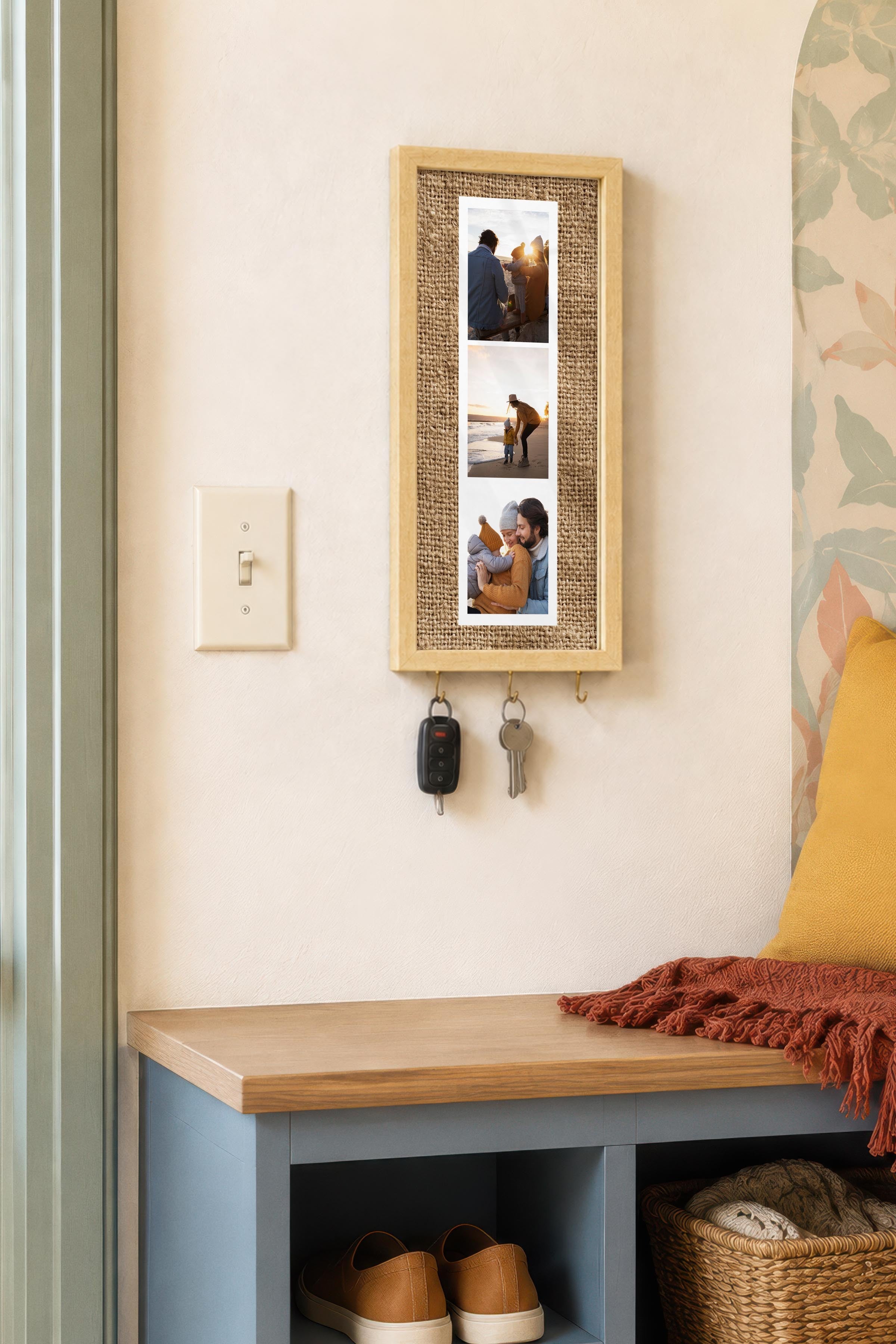 Kişiye Özel Tablo Anahtarlık, Photobooth Stili Bej Fotoğraf Çerçevesi, Vintage Duvar Dekoru