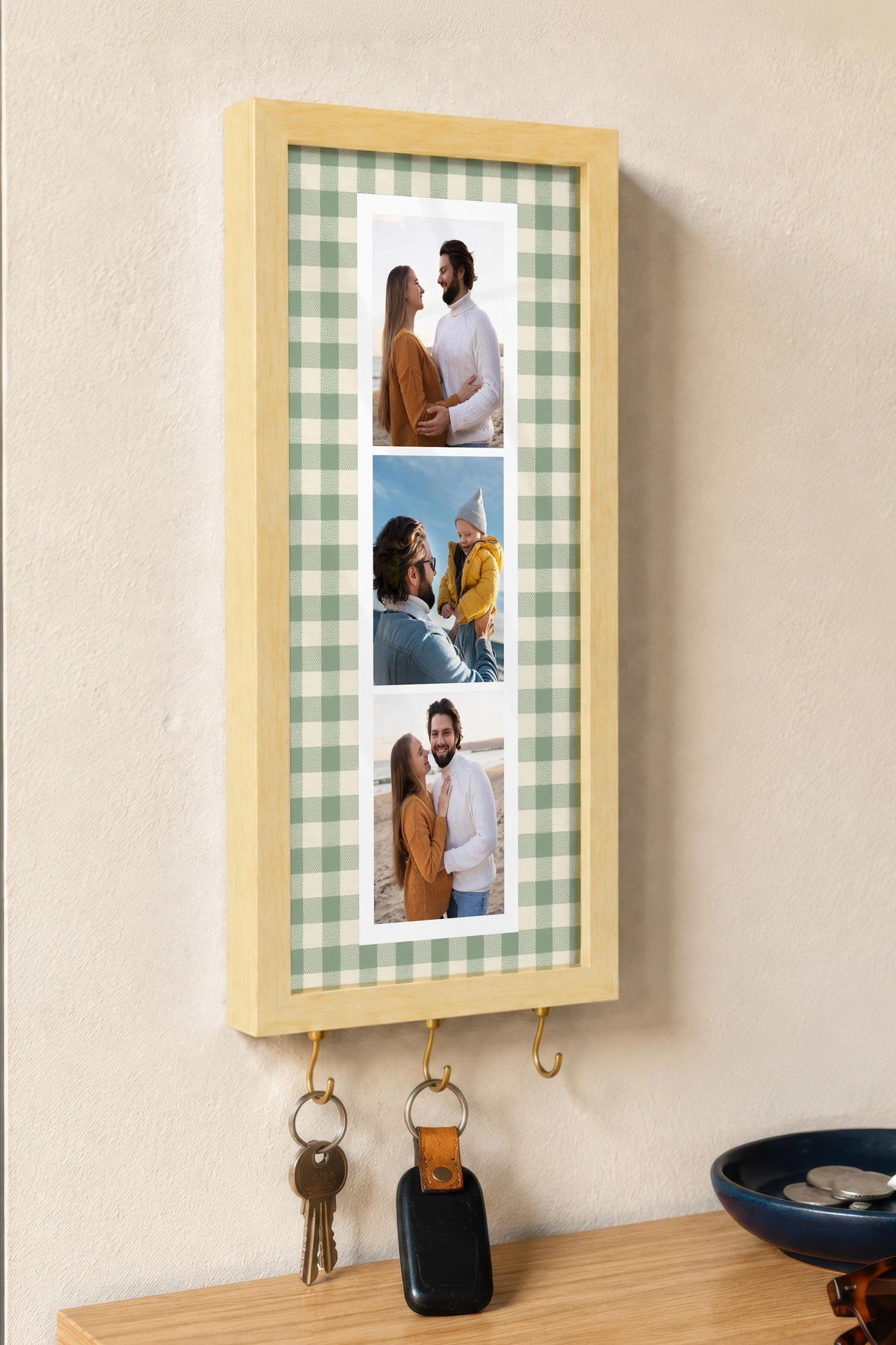 Kişiye Özel Tablo Anahtarlık, Photobooth Stili Bej Fotoğraf Çerçevesi, Vintage Duvar Dekoru