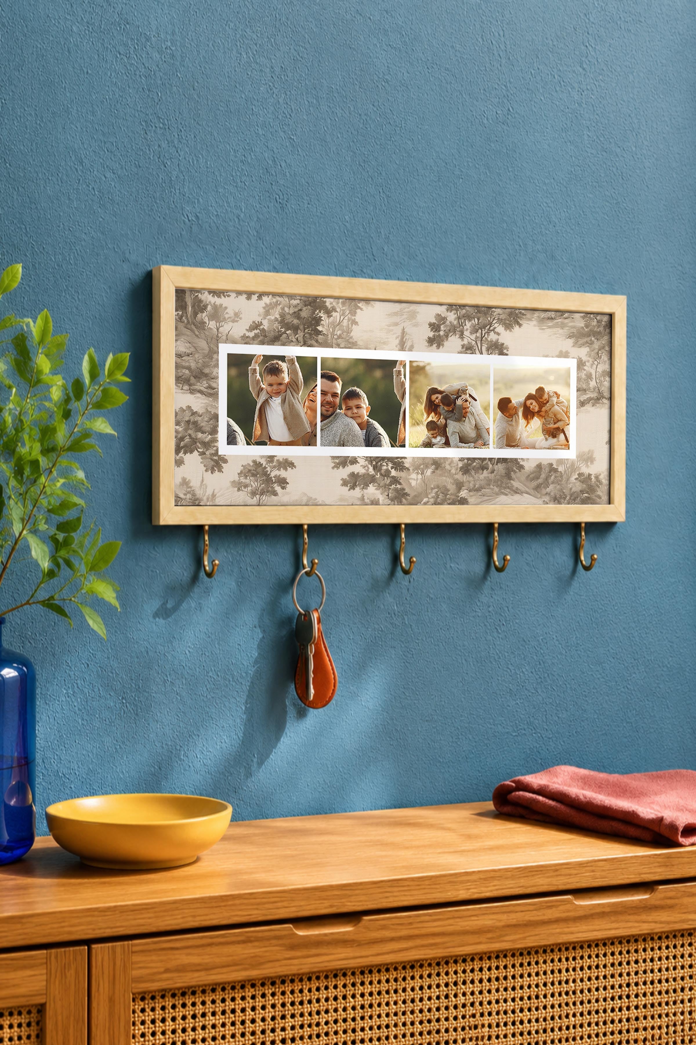 Kişiye Özel Tablo Anahtarlık, Photobooth Stili Bej Fotoğraf Çerçevesi, Vintage Duvar Dekoru