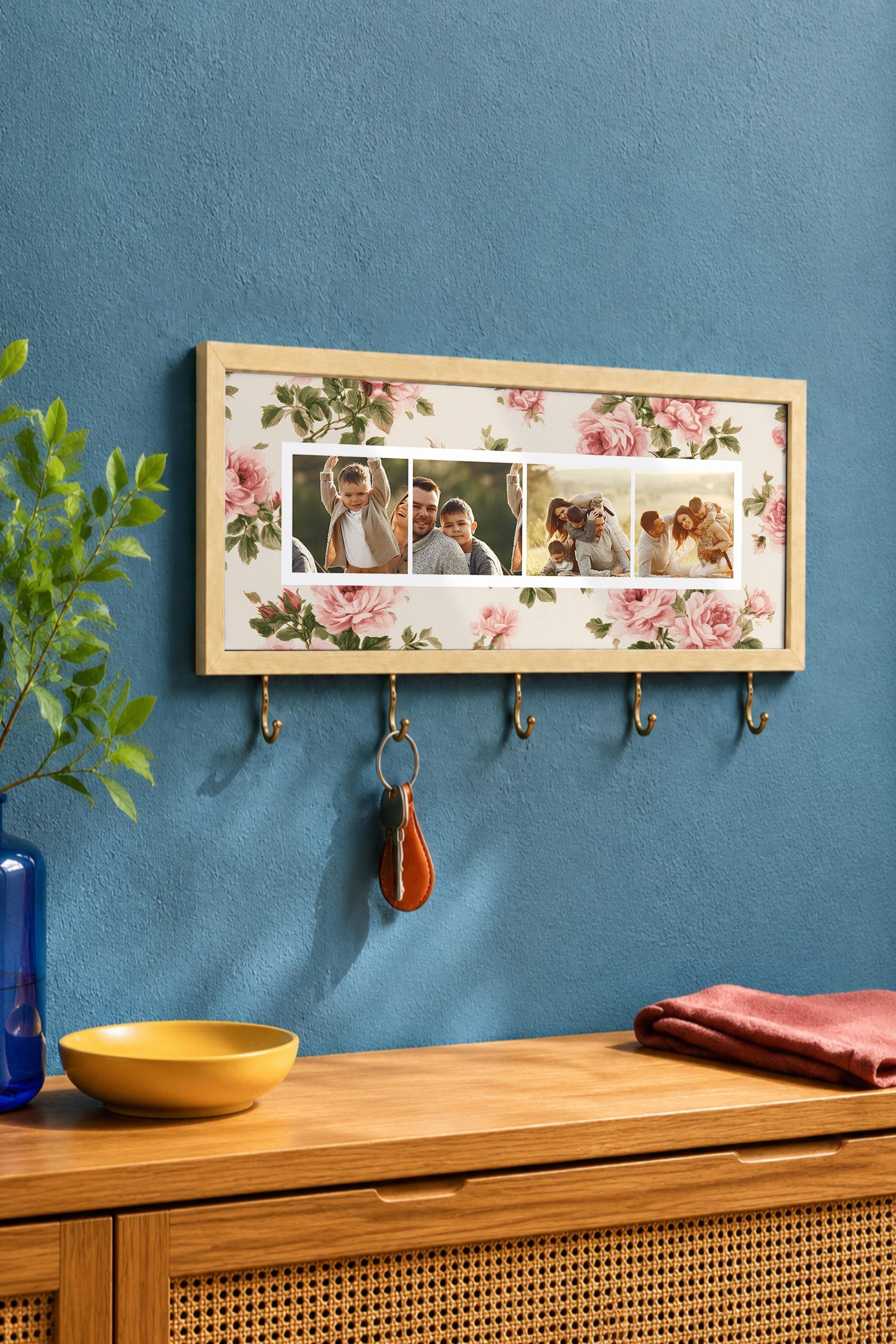 Kişiye Özel Tablo Anahtarlık, Photobooth Stili Bej Fotoğraf Çerçevesi, Vintage Duvar Dekoru