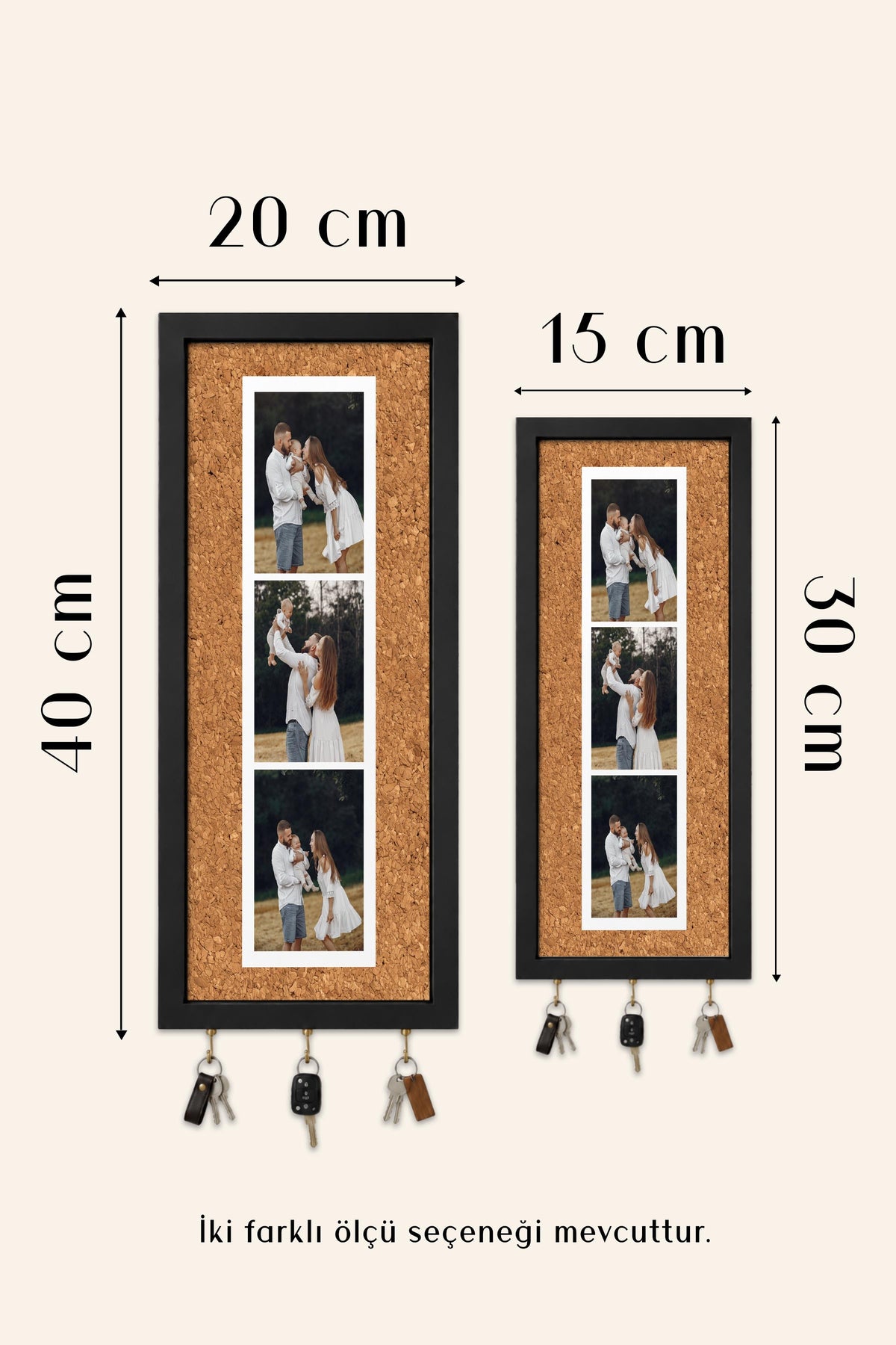Kişiye Özel Tablo Anahtarlık, Photobooth Stili Bej Fotoğraf Çerçevesi, Vintage Duvar Dekoru