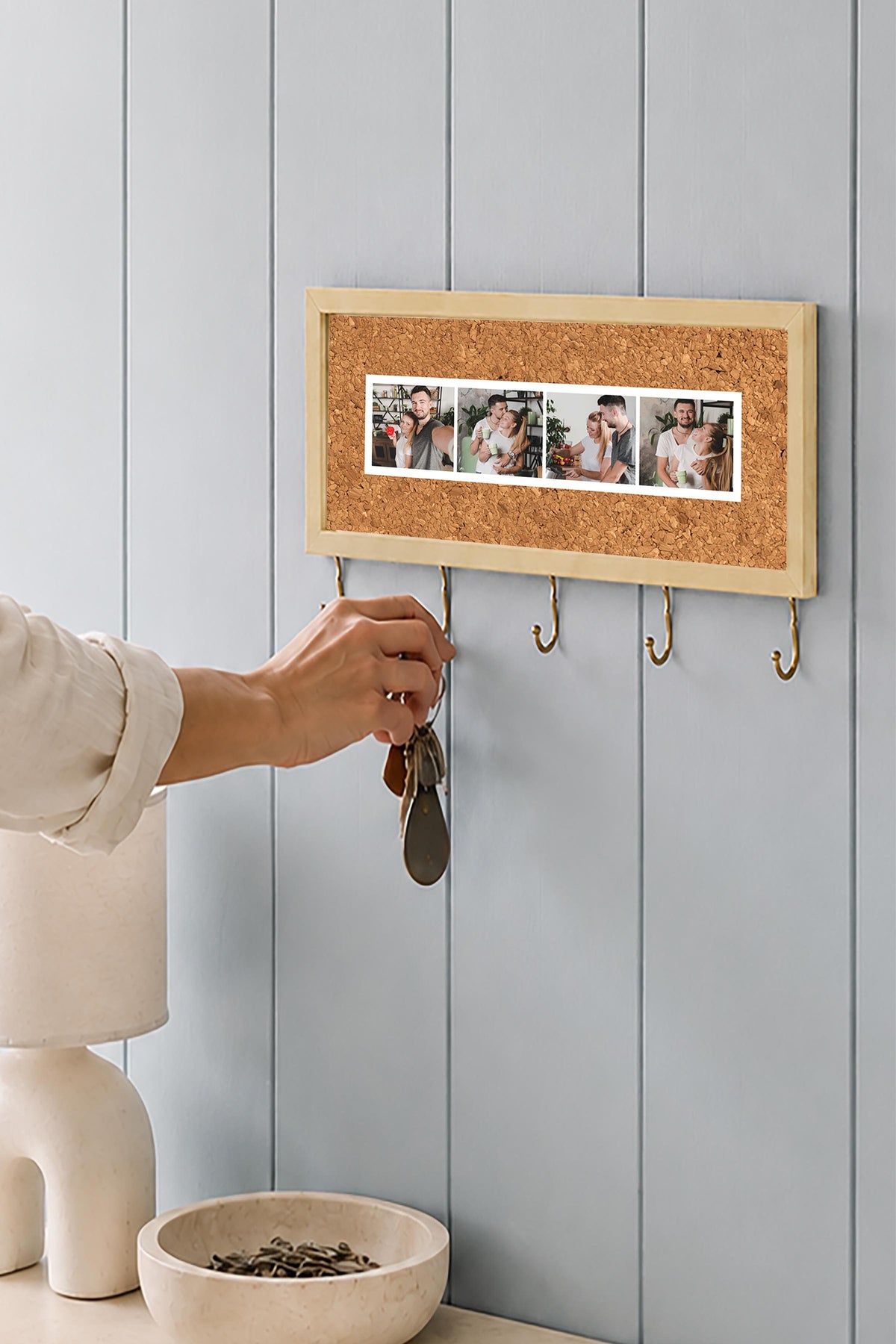 Kişiye Özel Tablo Anahtarlık, Photobooth Stili Bej Fotoğraf Çerçevesi, Vintage Duvar Dekoru