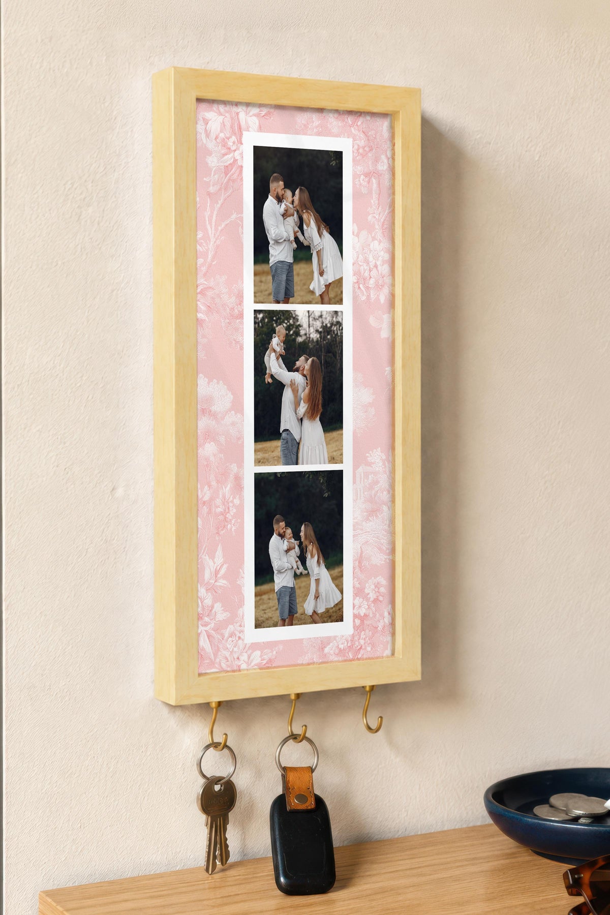 Kişiye Özel Tablo Anahtarlık, Photobooth Stili Bej Fotoğraf Çerçevesi, Vintage Duvar Dekoru