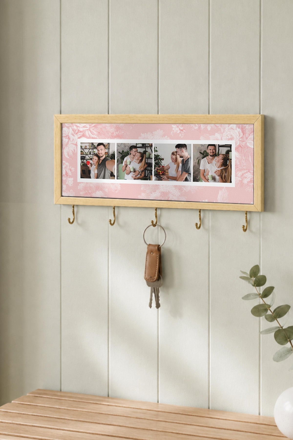 Kişiye Özel Tablo Anahtarlık, Photobooth Stili Bej Fotoğraf Çerçevesi, Vintage Duvar Dekoru