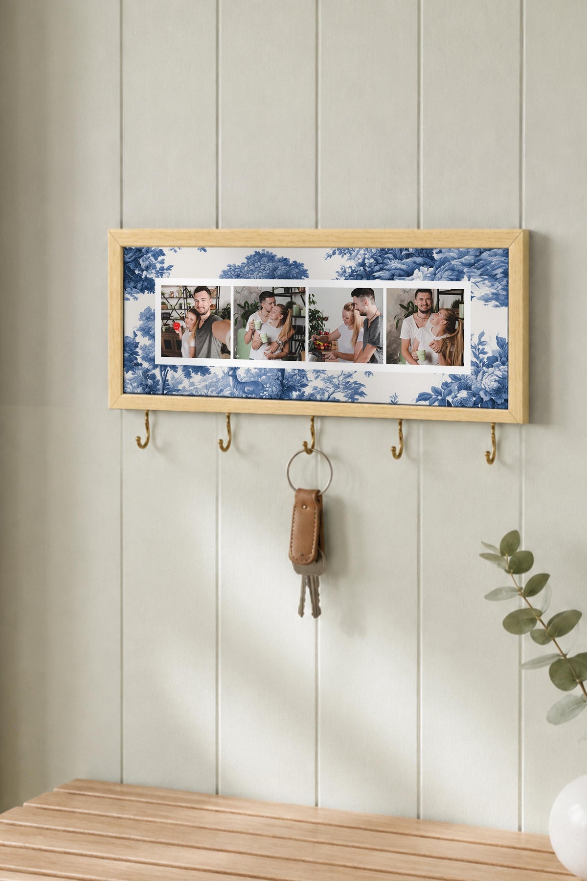 Kişiye Özel Tablo Anahtarlık, Photobooth Stili Bej Fotoğraf Çerçevesi, Vintage Duvar Dekoru