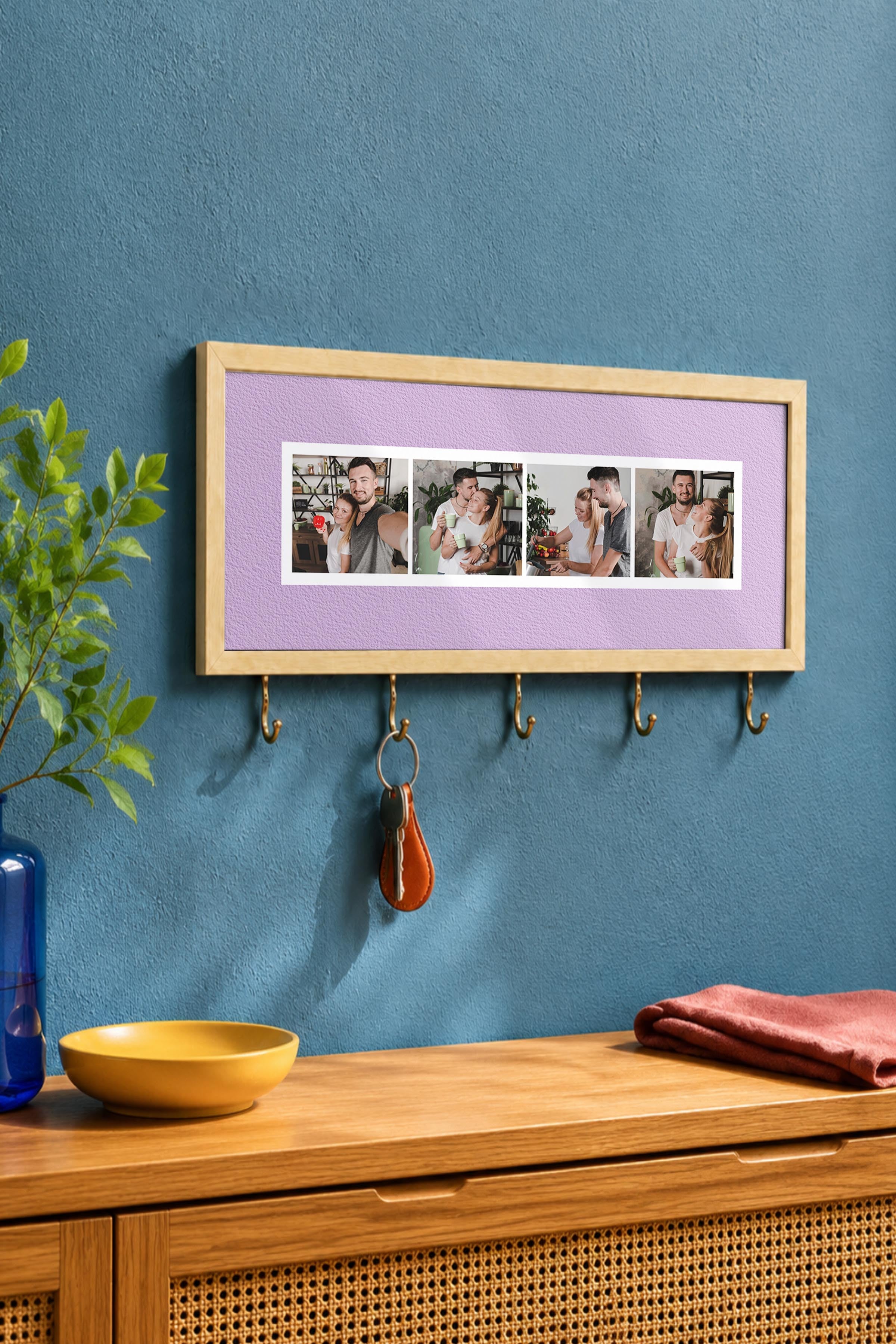 Kişiye Özel Tablo Anahtarlık, Photobooth Stili Bej Fotoğraf Çerçevesi, Vintage Duvar Dekoru