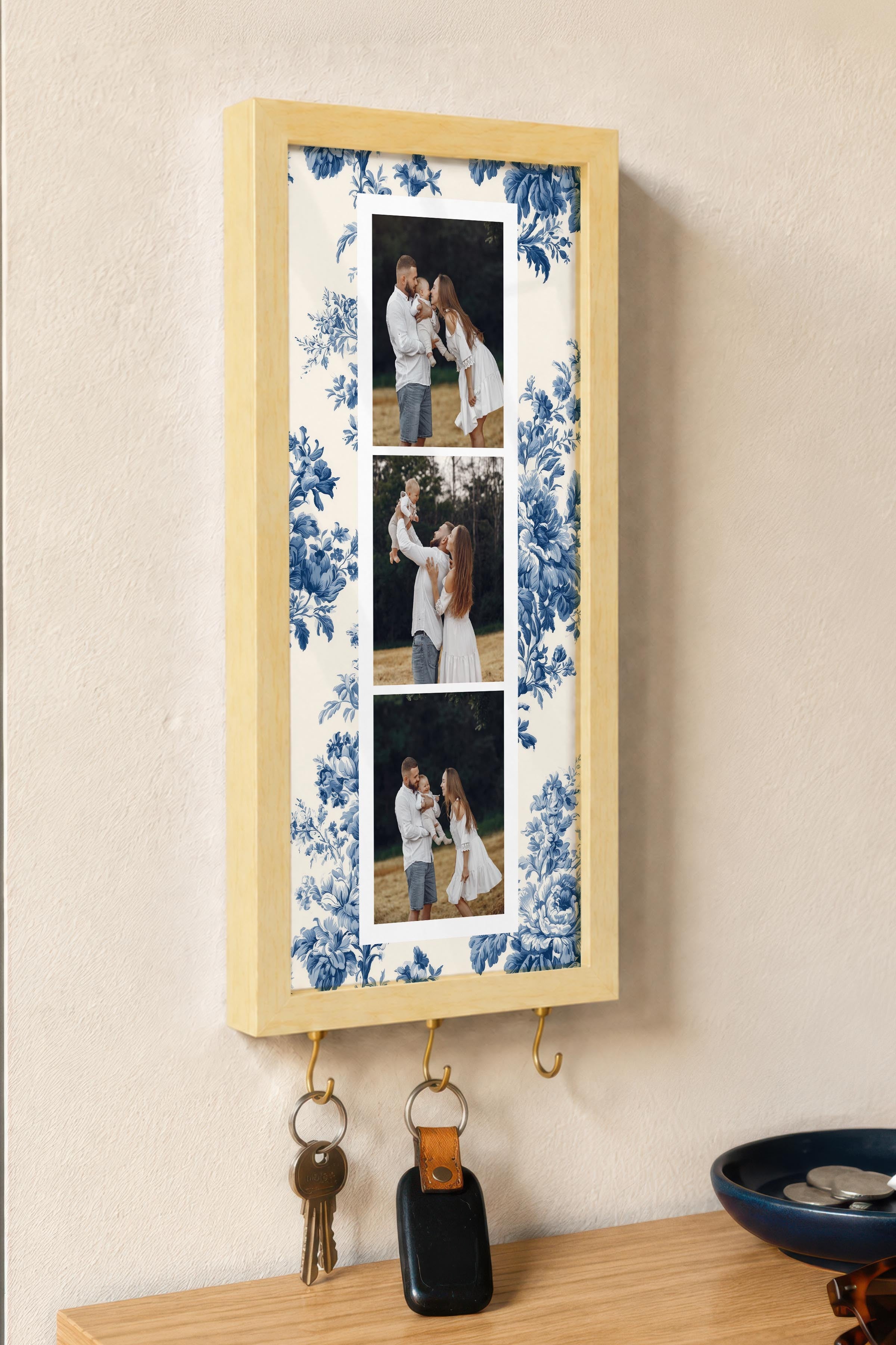 Kişiye Özel Tablo Anahtarlık, Photobooth Stili Bej Fotoğraf Çerçevesi, Vintage Duvar Dekoru