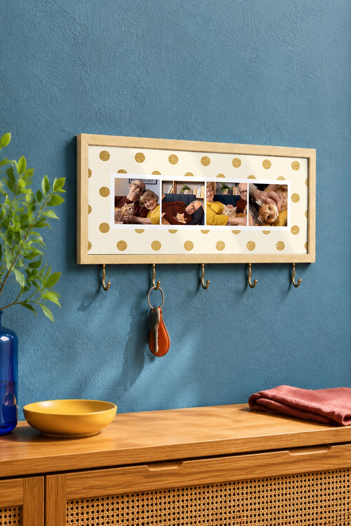 Kişiye Özel Tablo Anahtarlık, Photobooth Stili Bej Fotoğraf Çerçevesi, Vintage Duvar Dekoru