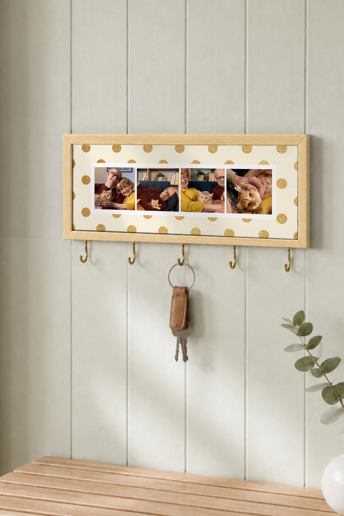 Kişiye Özel Tablo Anahtarlık, Photobooth Stili Bej Fotoğraf Çerçevesi, Vintage Duvar Dekoru