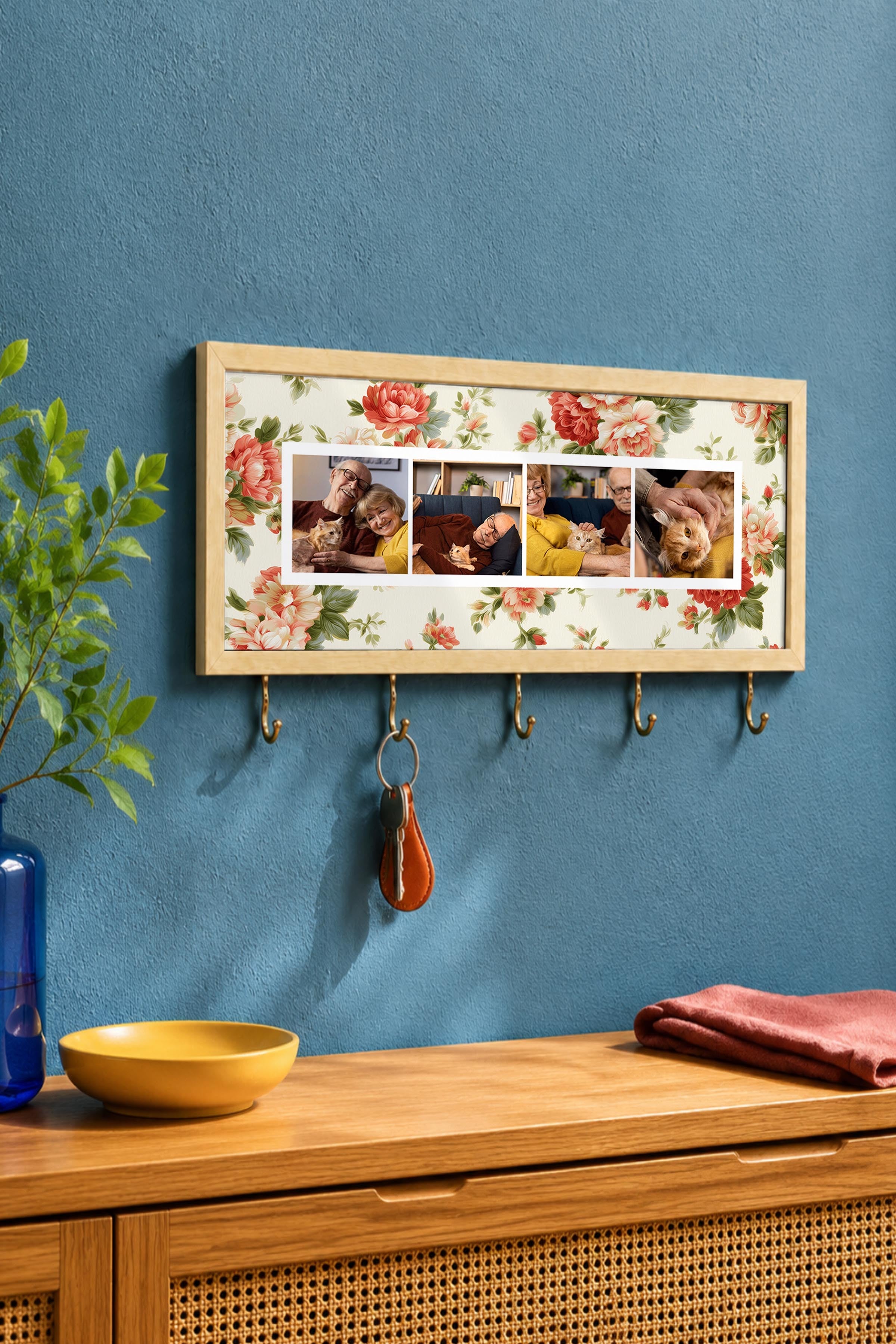 Kişiye Özel Tablo Anahtarlık, Photobooth Stili Bej Fotoğraf Çerçevesi, Vintage Duvar Dekoru