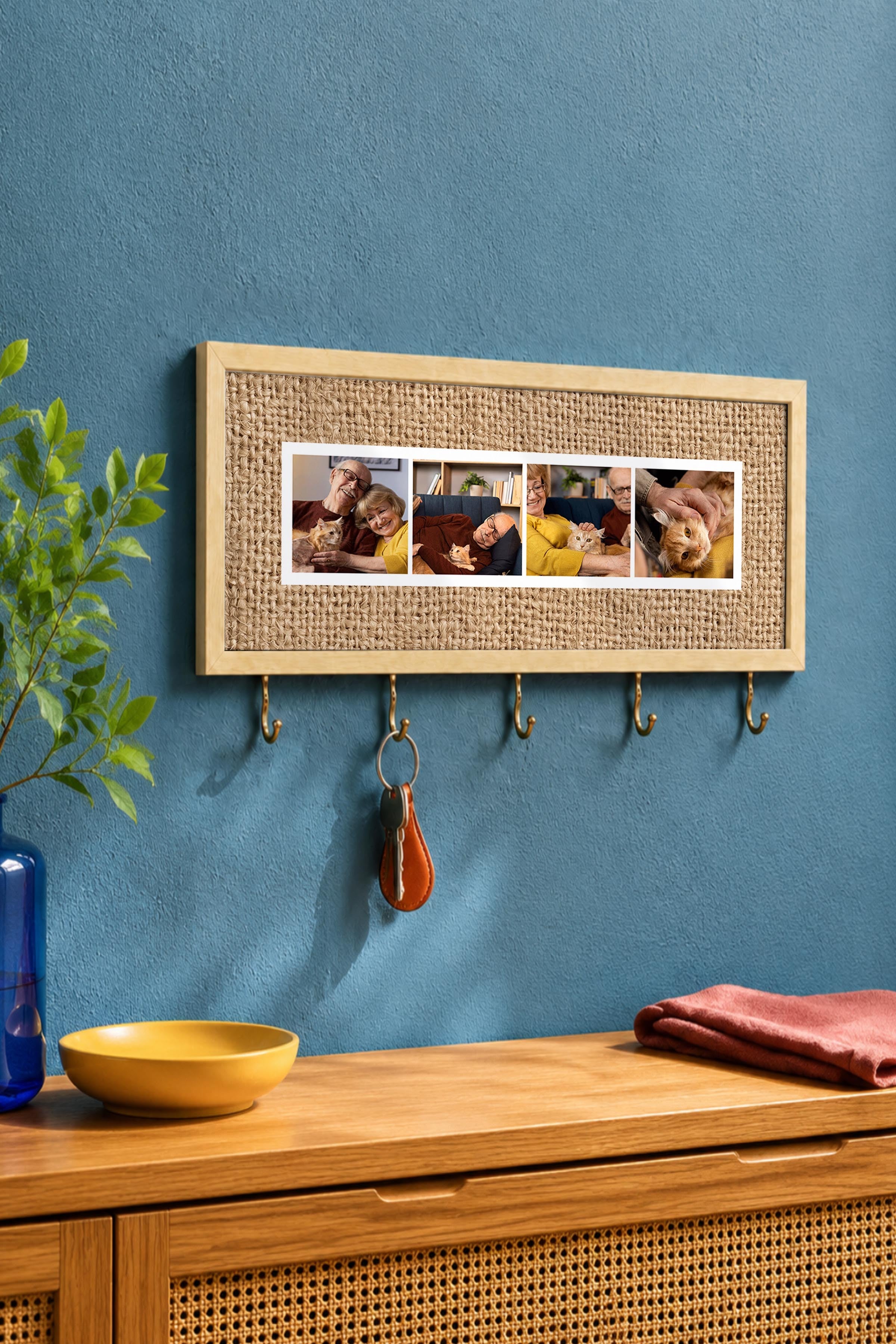 Kişiye Özel Tablo Anahtarlık, Photobooth Stili Bej Fotoğraf Çerçevesi, Vintage Duvar Dekoru