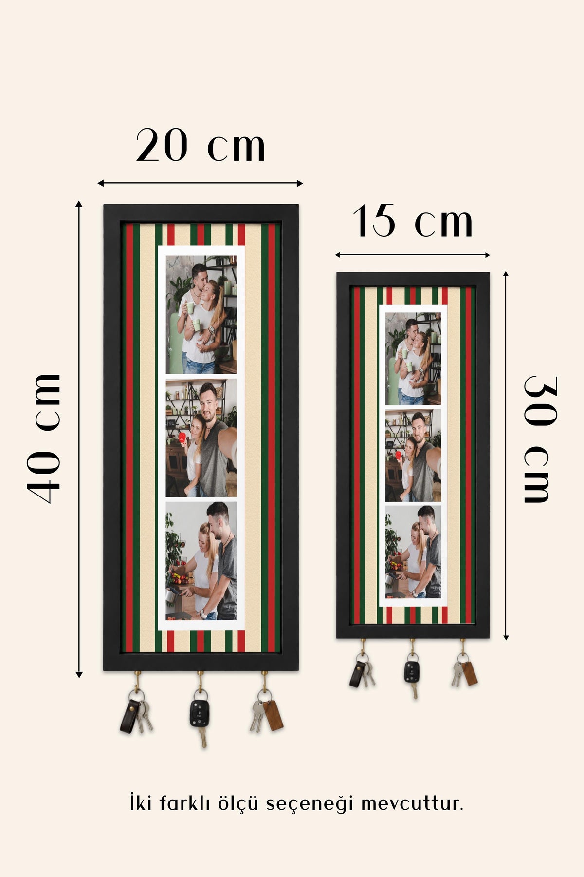 Kişiye Özel Tablo Anahtarlık, Photobooth Stili Bej Fotoğraf Çerçevesi, Vintage Duvar Dekoru