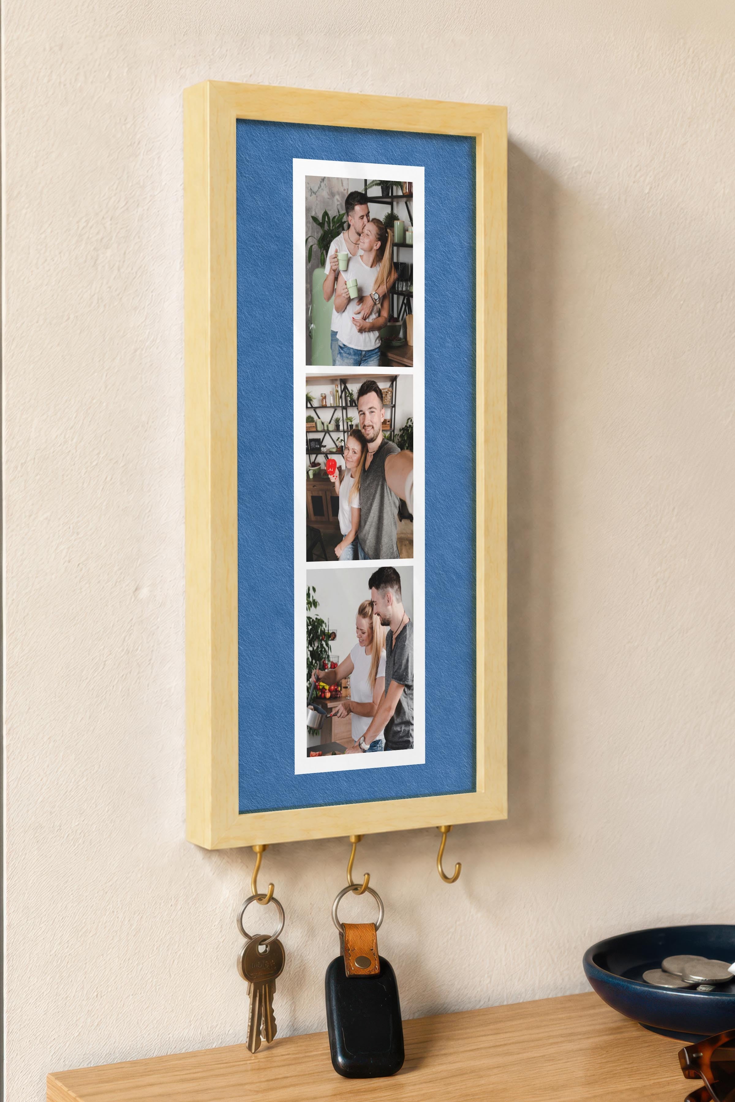 Kişiye Özel Tablo Anahtarlık, Photobooth Stili Bej Fotoğraf Çerçevesi, Vintage Duvar Dekoru