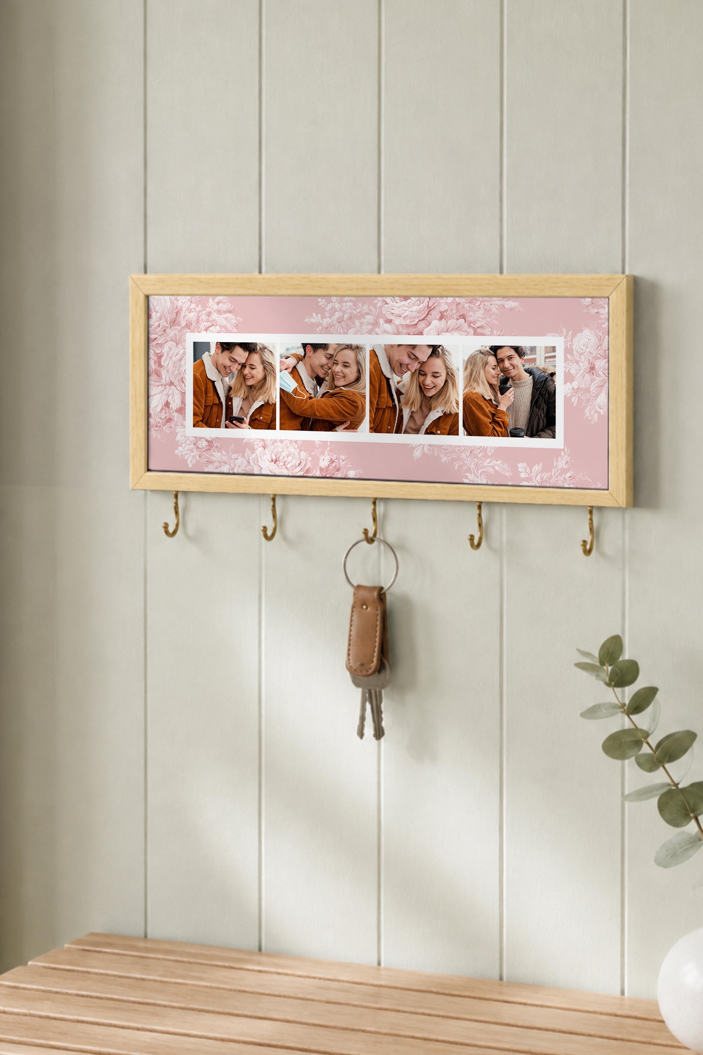 Kişiye Özel Tablo Anahtarlık, Photobooth Stili Bej Fotoğraf Çerçevesi, Vintage Duvar Dekoru