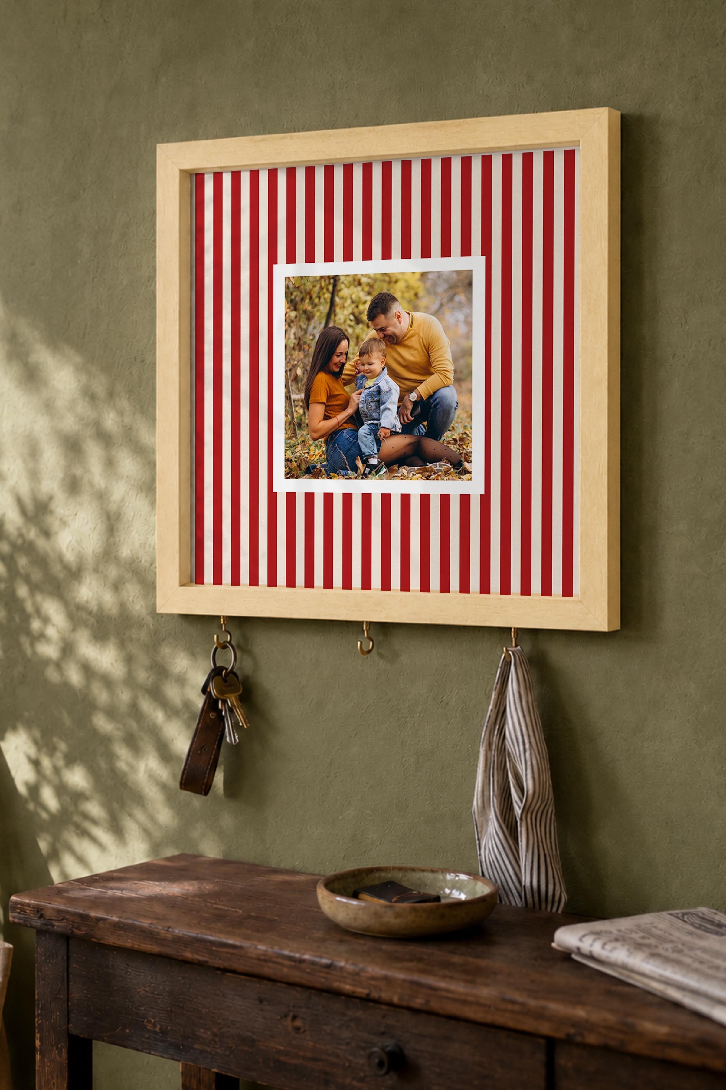 Kişiye Özel Tablo Anahtarlık, Photobooth Stili Bej Fotoğraf Çerçevesi, Vintage Duvar Dekoru