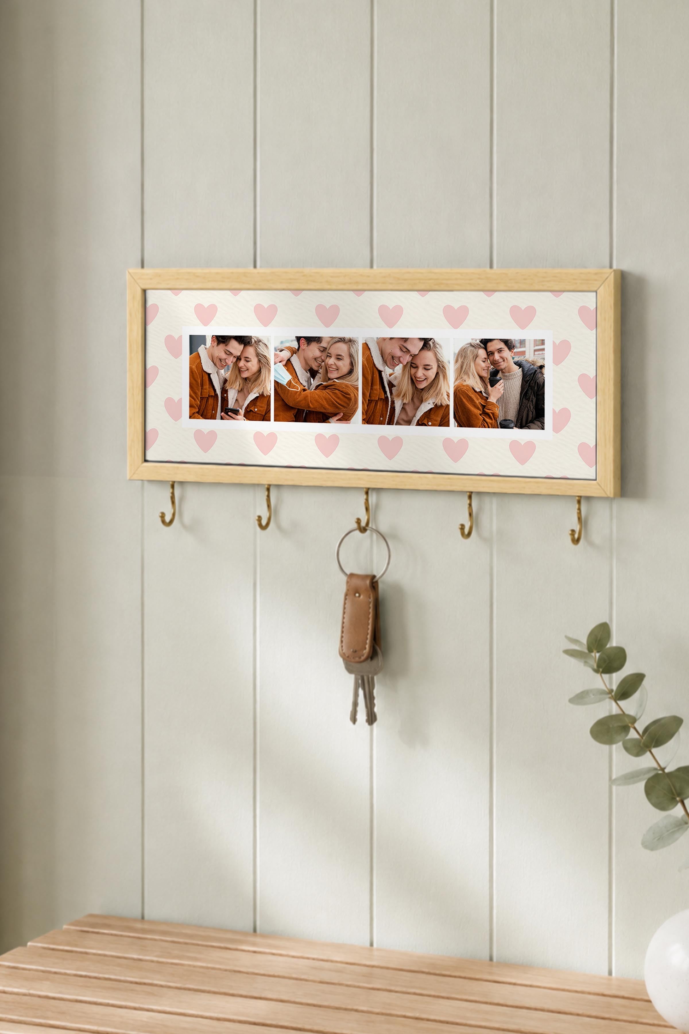 Kişiye Özel Tablo Anahtarlık, Photobooth Stili Bej Fotoğraf Çerçevesi, Vintage Duvar Dekoru