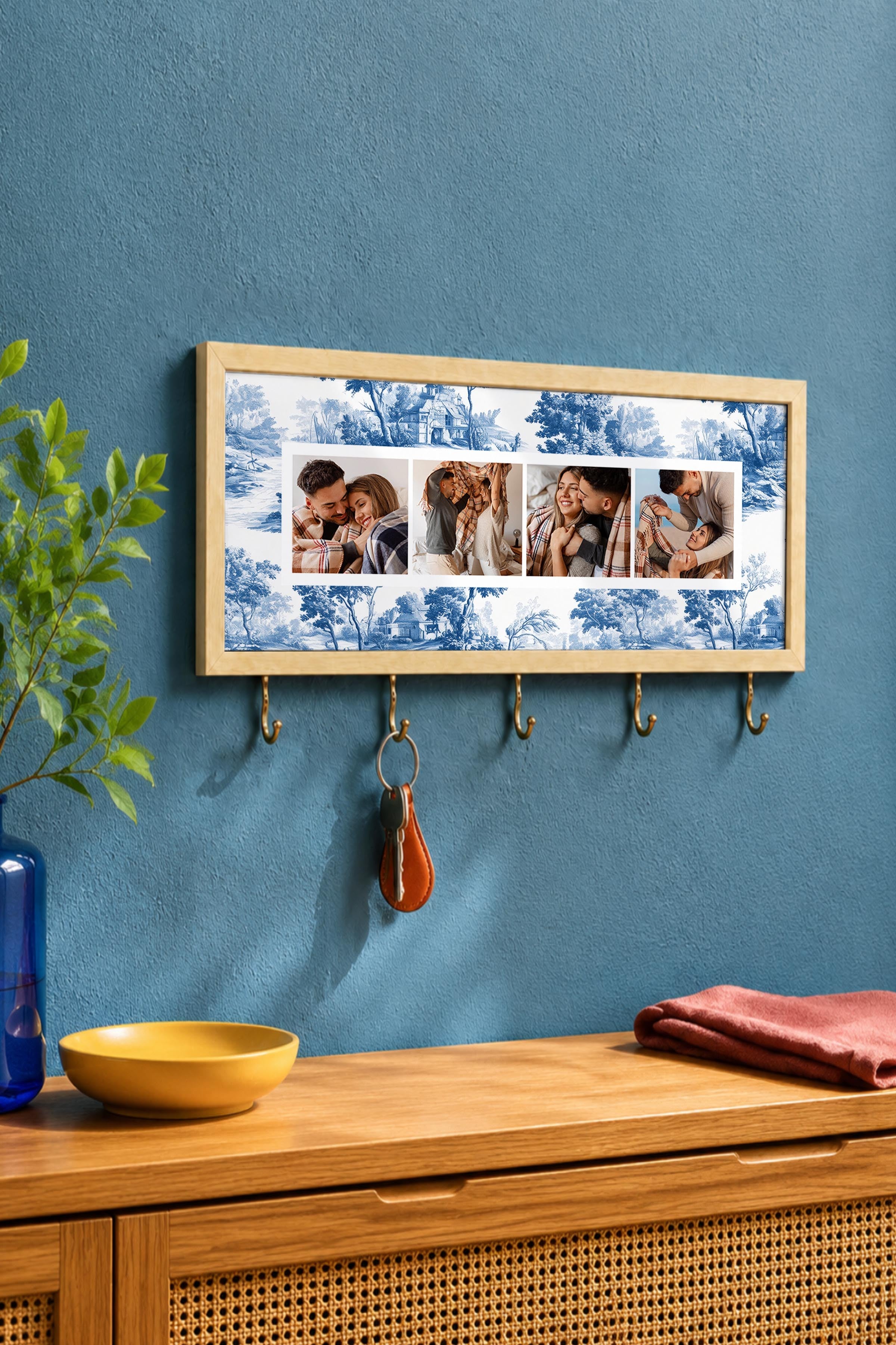 Kişiye Özel Tablo Anahtarlık, Photobooth Stili Bej Fotoğraf Çerçevesi, Vintage Duvar Dekoru