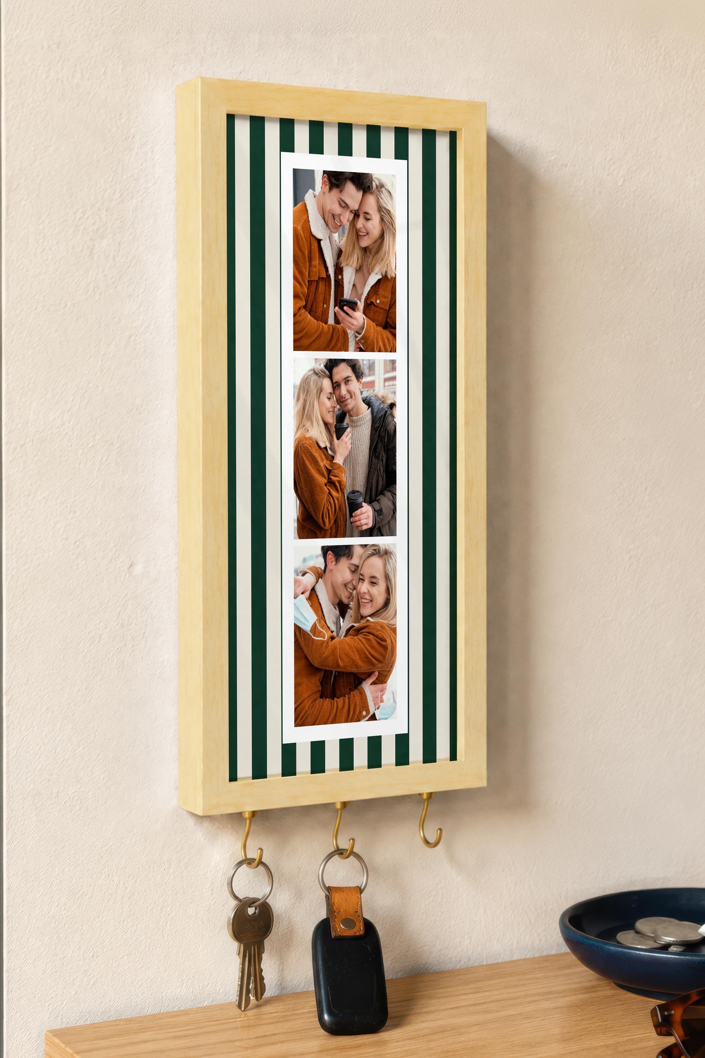 Kişiye Özel Tablo Anahtarlık, Photobooth Stili Bej Fotoğraf Çerçevesi, Vintage Duvar Dekoru