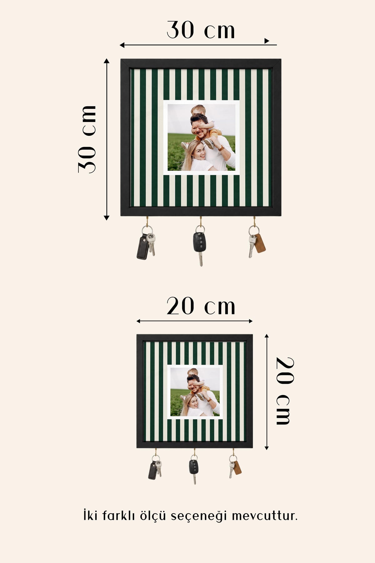 Kişiye Özel Tablo Anahtarlık, Photobooth Stili Bej Fotoğraf Çerçevesi, Vintage Duvar Dekoru