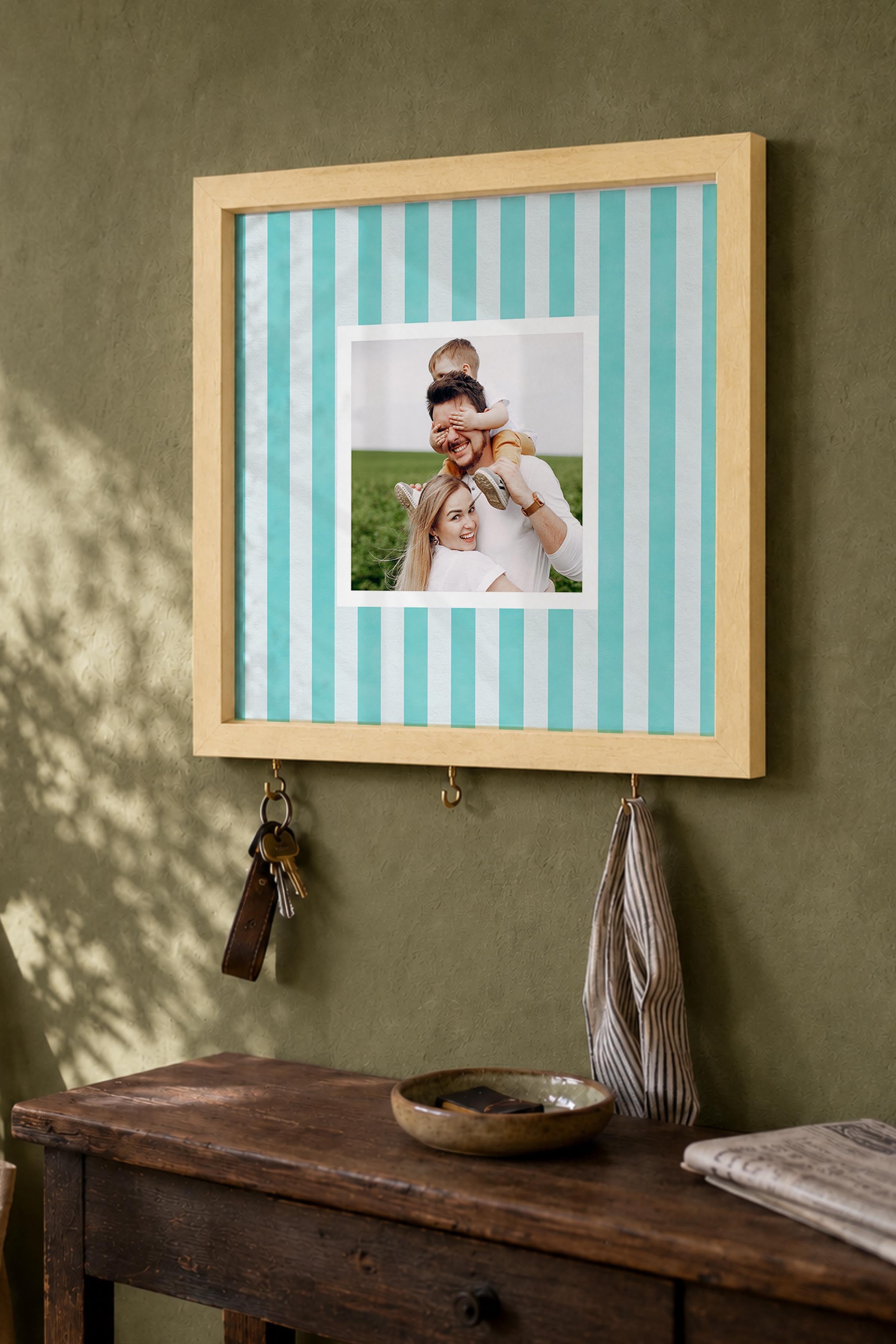 Kişiye Özel Tablo Anahtarlık, Photobooth Stili Bej Fotoğraf Çerçevesi, Vintage Duvar Dekoru