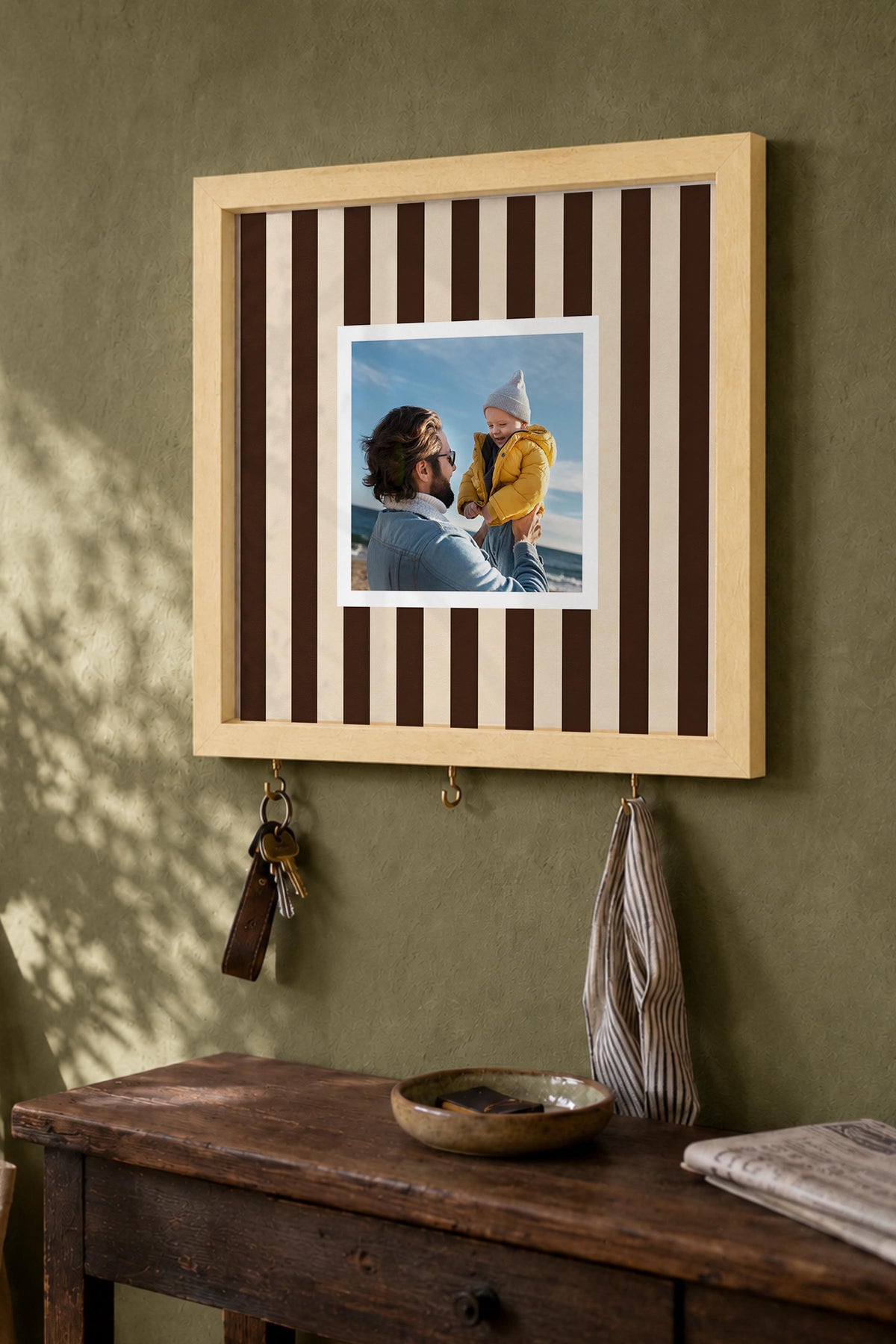 Kişiye Özel Tablo Anahtarlık, Photobooth Stili Bej Fotoğraf Çerçevesi, Vintage Duvar Dekoru