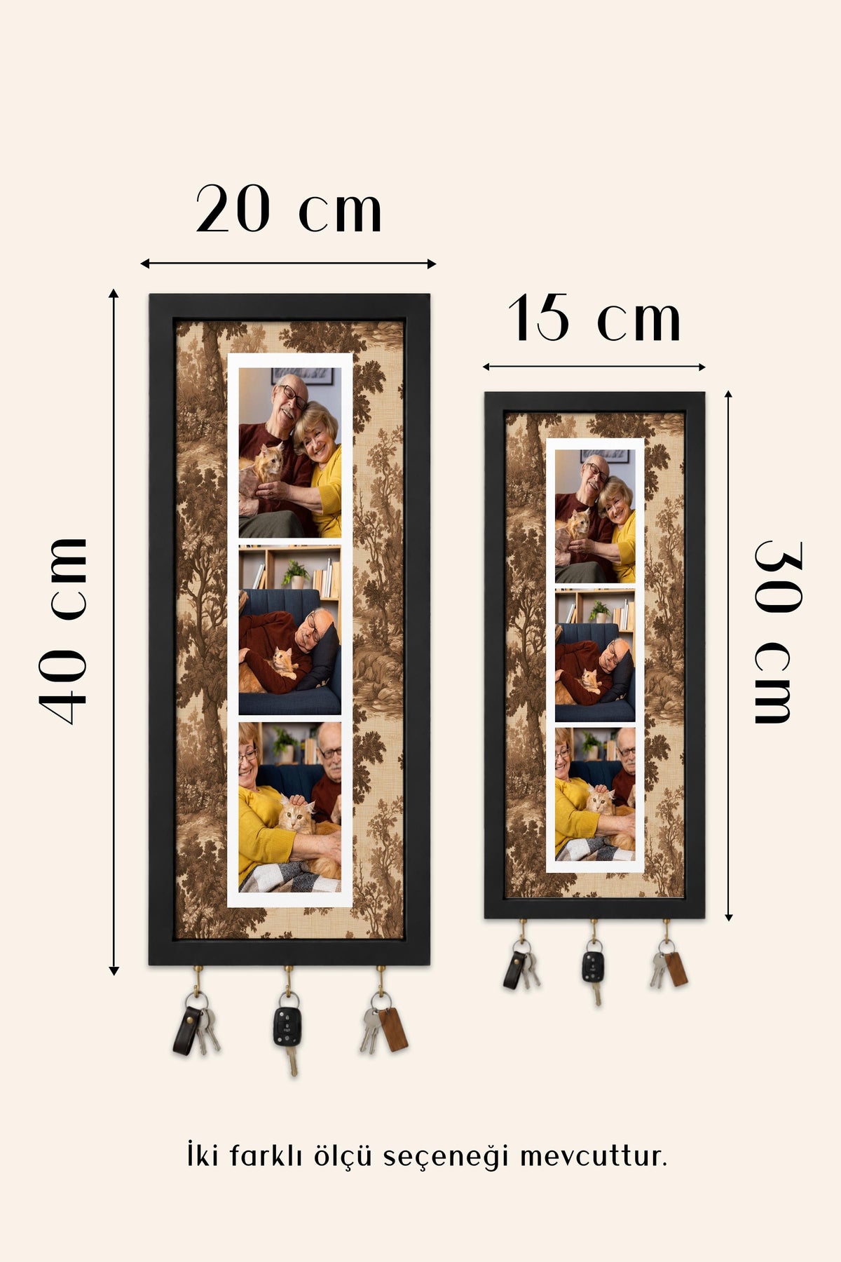 Kişiye Özel Tablo Anahtarlık, Photobooth Stili Bej Fotoğraf Çerçevesi, Vintage Duvar Dekoru