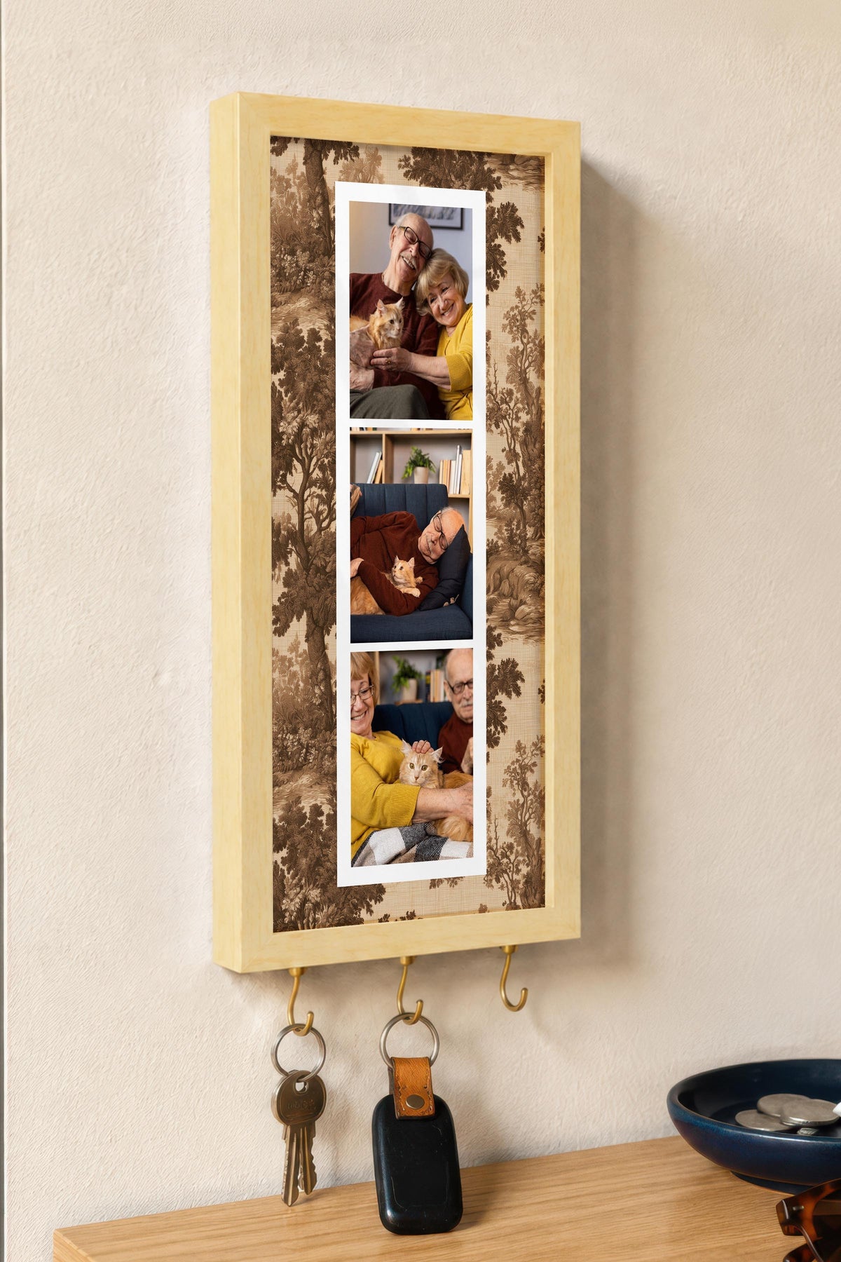 Kişiye Özel Tablo Anahtarlık, Photobooth Stili Bej Fotoğraf Çerçevesi, Vintage Duvar Dekoru