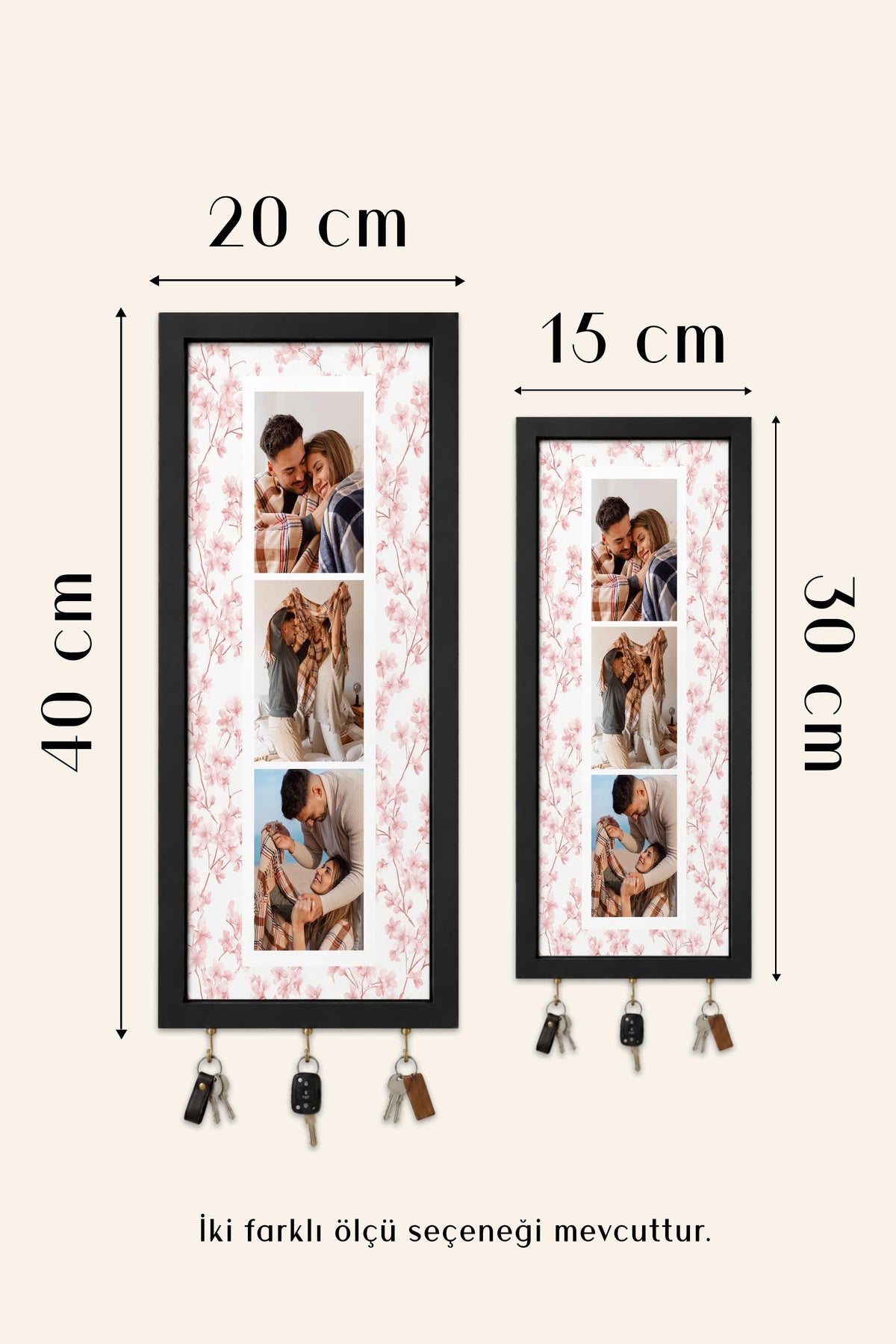 Kişiye Özel Tablo Anahtarlık, Photobooth Stili Bej Fotoğraf Çerçevesi, Vintage Duvar Dekoru