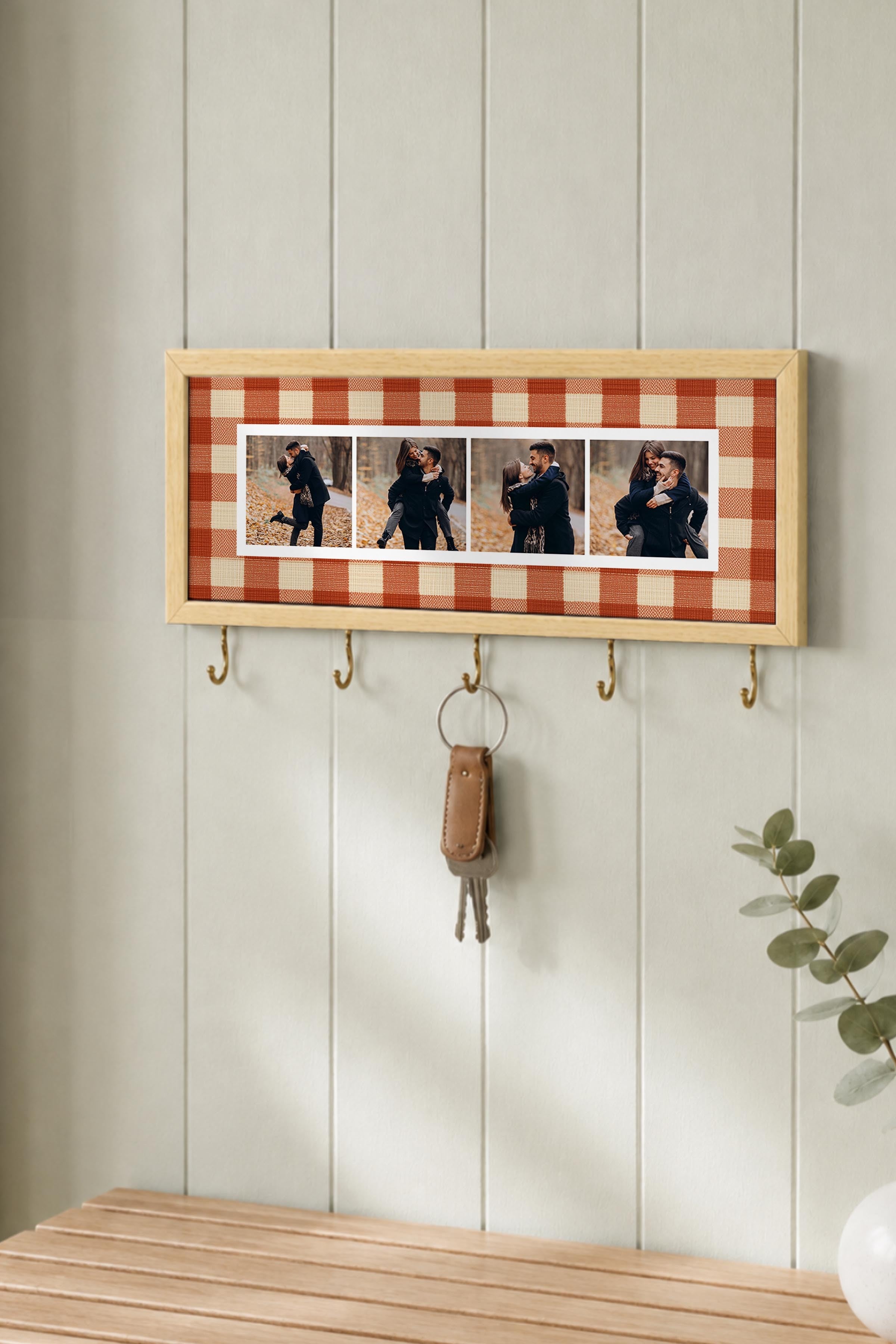 Kişiye Özel Tablo Anahtarlık, Photobooth Stili Bej Fotoğraf Çerçevesi, Vintage Duvar Dekoru