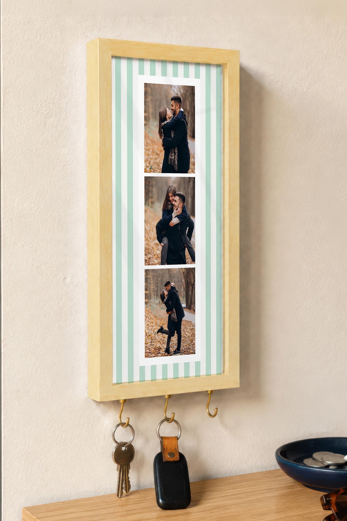 Kişiye Özel Tablo Anahtarlık, Photobooth Stili Bej Fotoğraf Çerçevesi, Vintage Duvar Dekoru