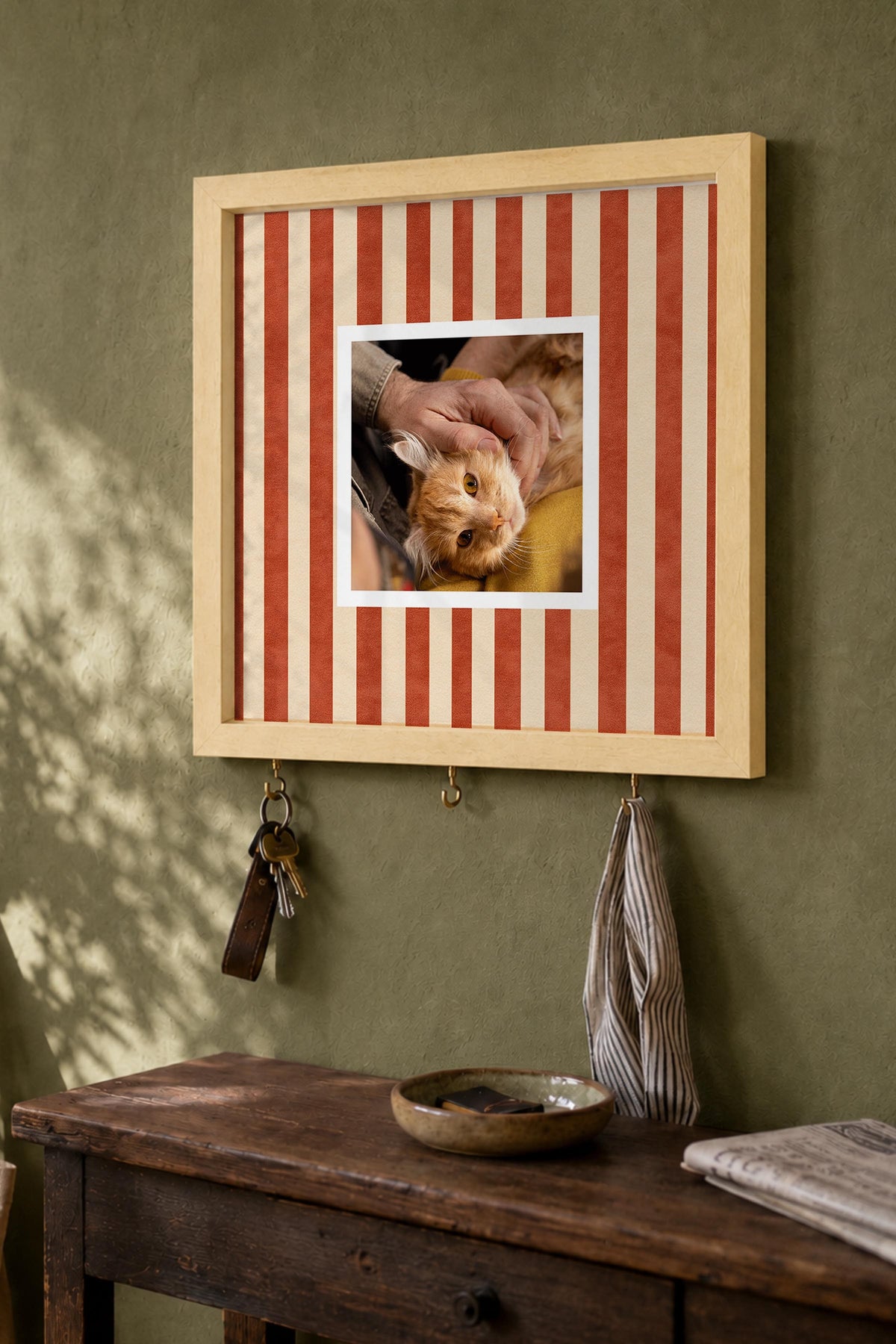 Kişiye Özel Tablo Anahtarlık, Photobooth Stili Bej Fotoğraf Çerçevesi, Vintage Duvar Dekoru
