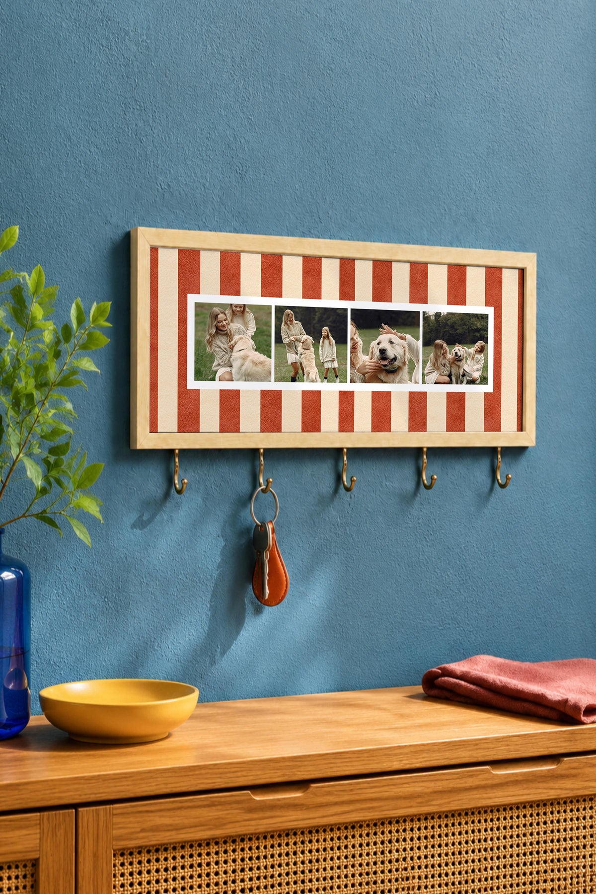 Kişiye Özel Tablo Anahtarlık, Photobooth Stili Bej Fotoğraf Çerçevesi, Vintage Duvar Dekoru