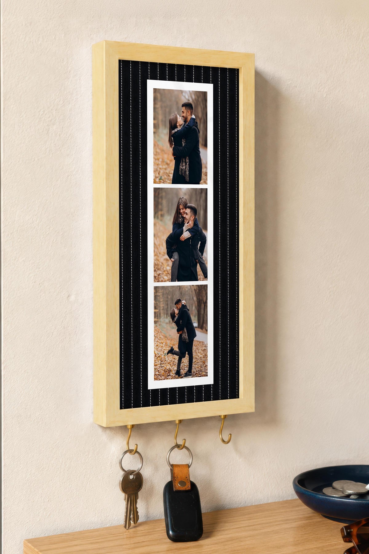 Kişiye Özel Tablo Anahtarlık, Photobooth Stili Bej Fotoğraf Çerçevesi, Vintage Duvar Dekoru