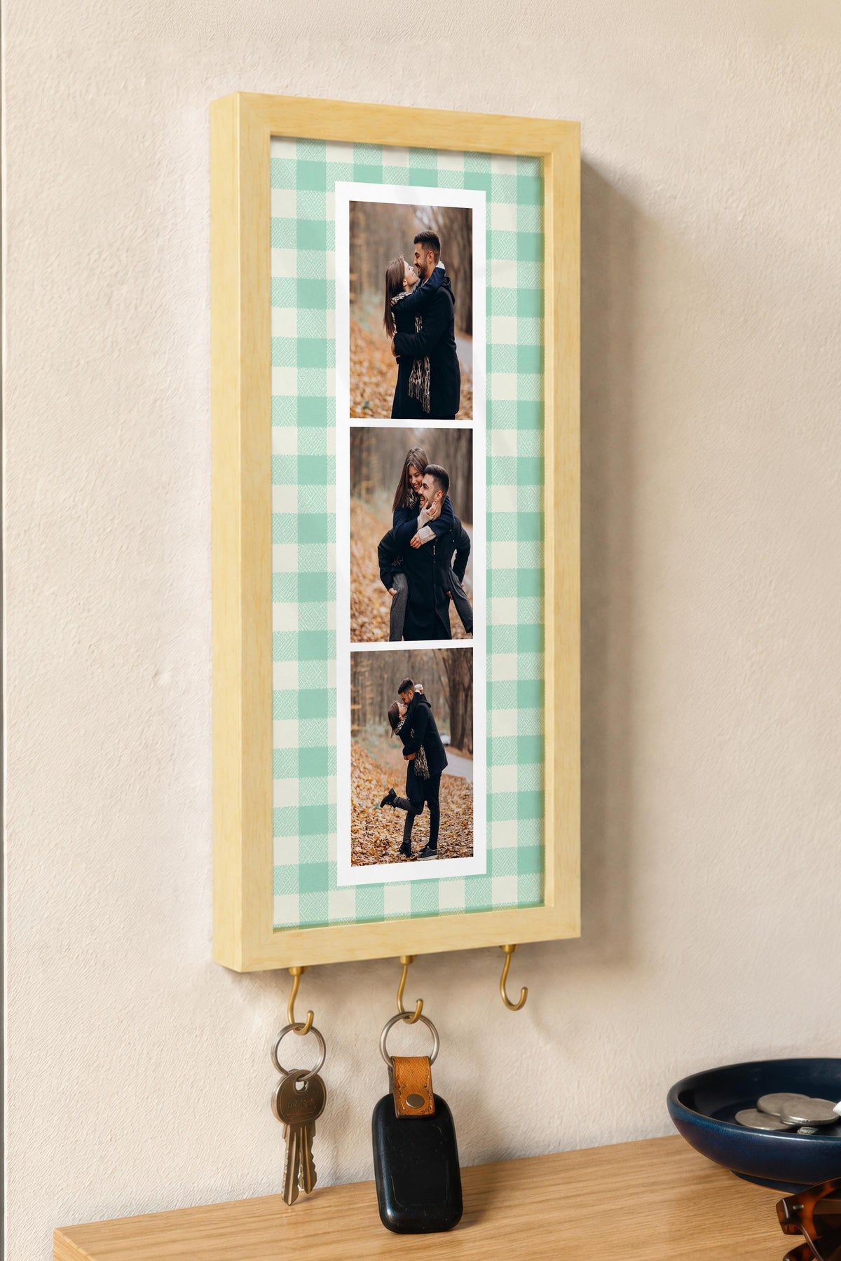 Kişiye Özel Tablo Anahtarlık, Photobooth Stili Bej Fotoğraf Çerçevesi, Vintage Duvar Dekoru