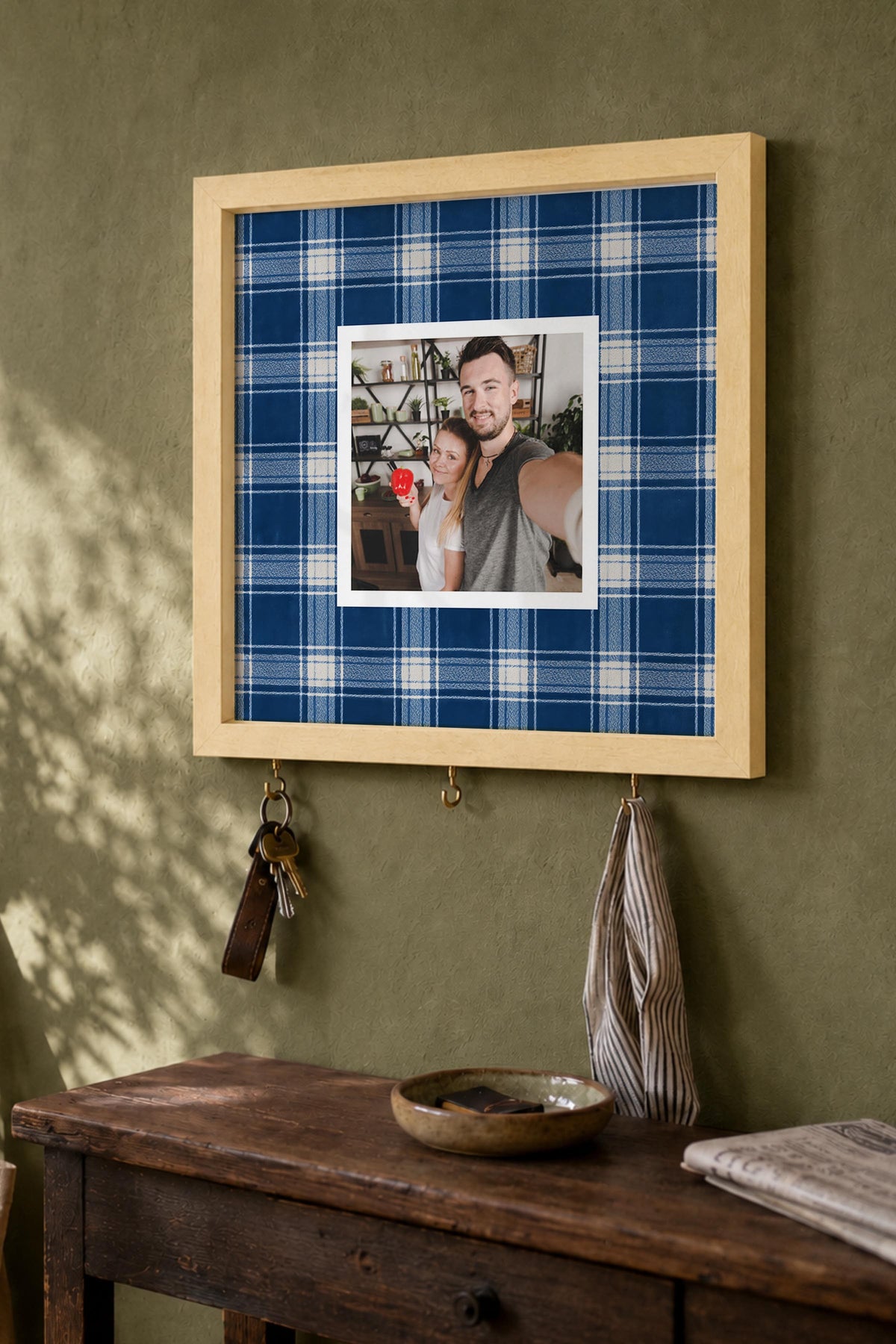Kişiye Özel Tablo Anahtarlık, Photobooth Stili Bej Fotoğraf Çerçevesi, Vintage Duvar Dekoru