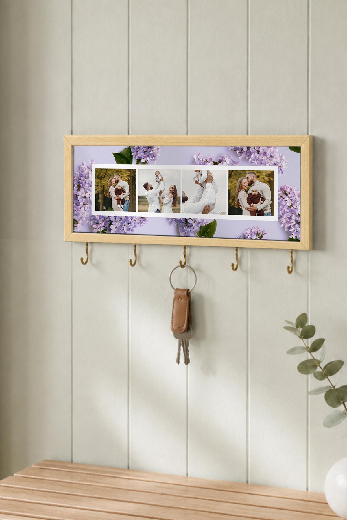 Kişiye Özel Tablo Anahtarlık, Photobooth Stili Bej Fotoğraf Çerçevesi, Vintage Duvar Dekoru