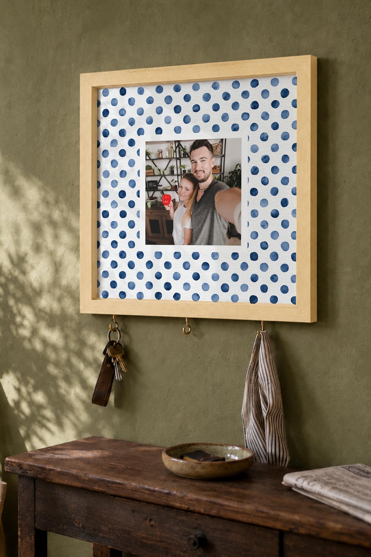 Kişiye Özel Tablo Anahtarlık, Photobooth Stili Bej Fotoğraf Çerçevesi, Vintage Duvar Dekoru