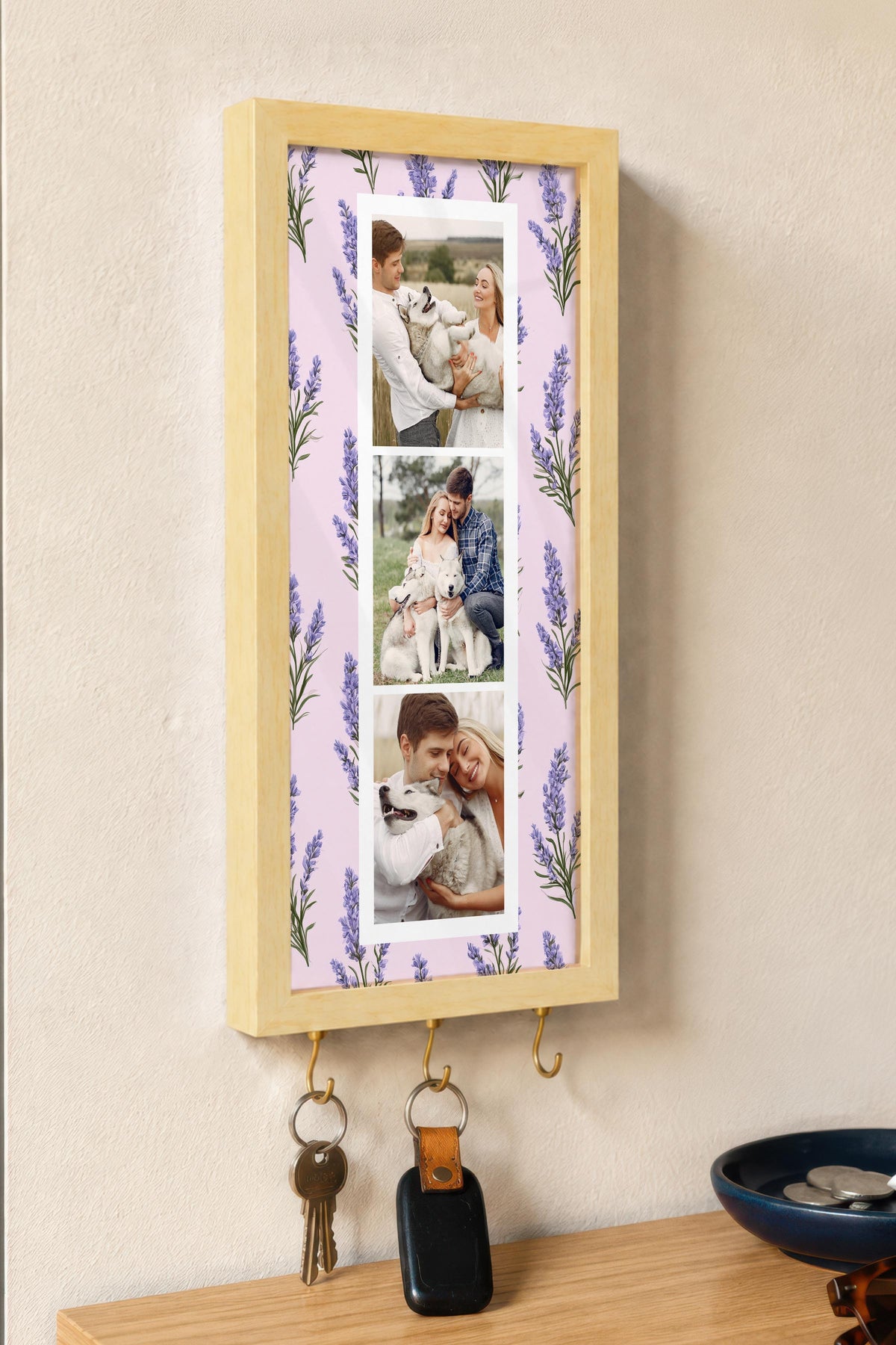 Kişiye Özel Tablo Anahtarlık, Photobooth Stili Bej Fotoğraf Çerçevesi, Vintage Duvar Dekoru
