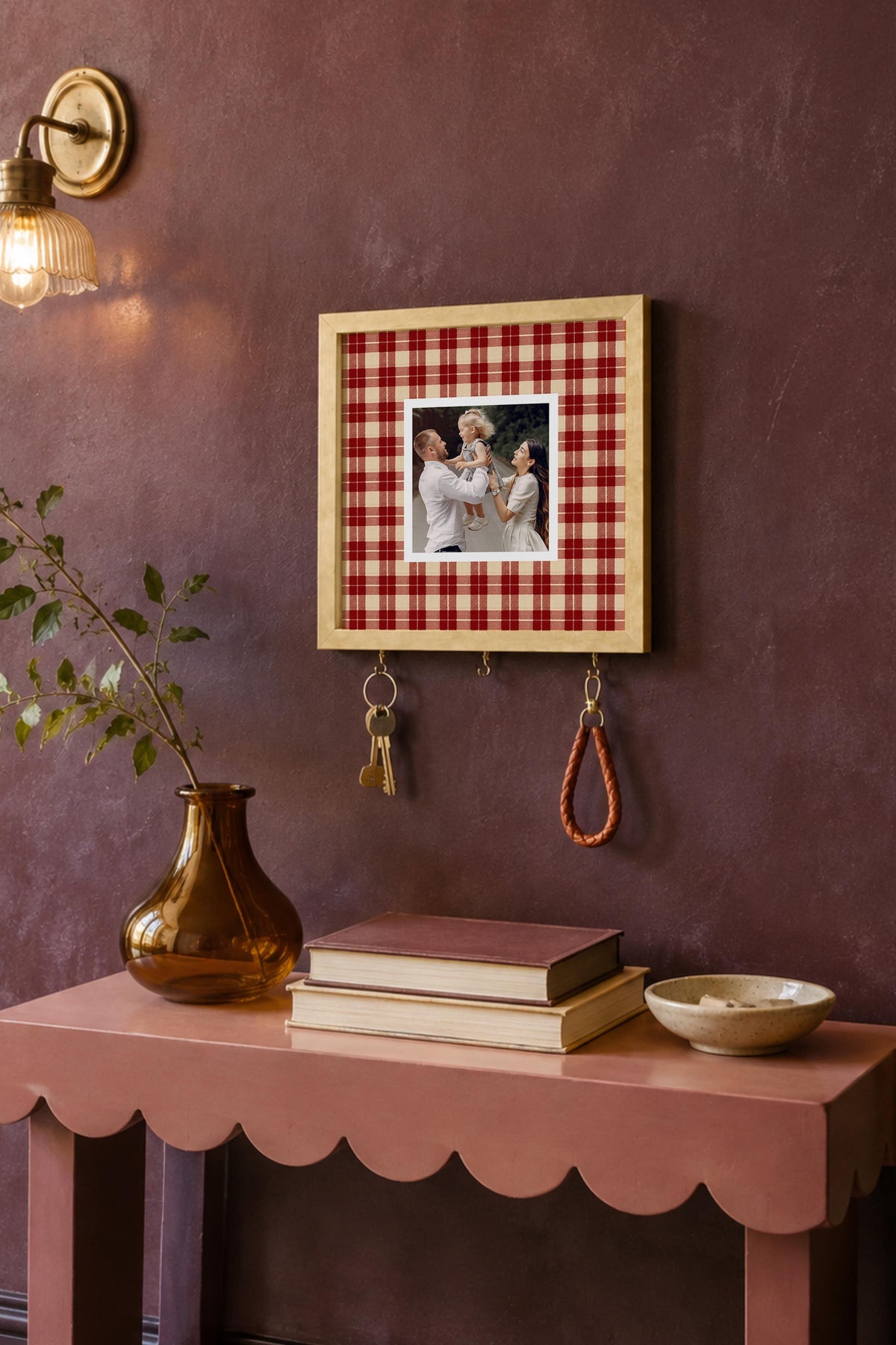 Kişiye Özel Tablo Anahtarlık, Photobooth Stili Bej Fotoğraf Çerçevesi, Vintage Duvar Dekoru