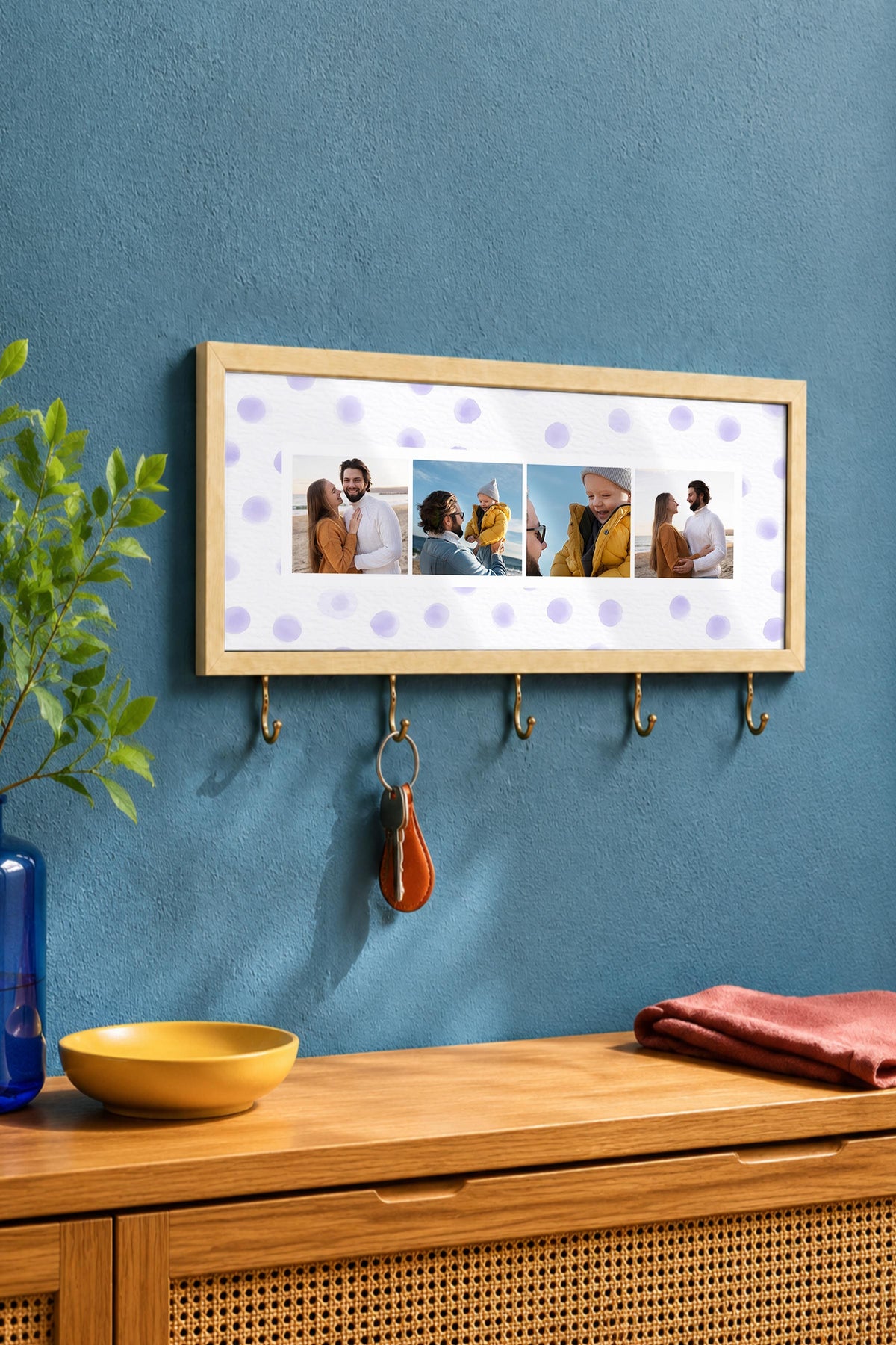 Kişiye Özel Tablo Anahtarlık, Photobooth Stili Bej Fotoğraf Çerçevesi, Vintage Duvar Dekoru