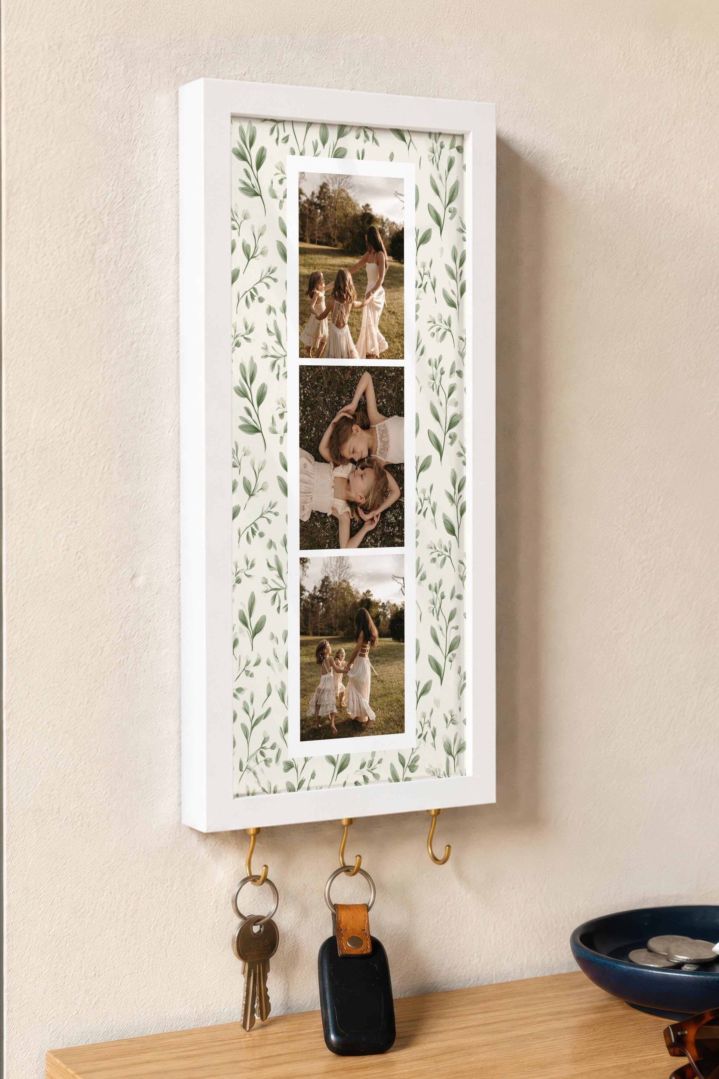 Kişiye Özel Tablo Anahtarlık, Photobooth Stili Beyaz Fotoğraf Çerçevesi, Vintage Duvar Dekoru
