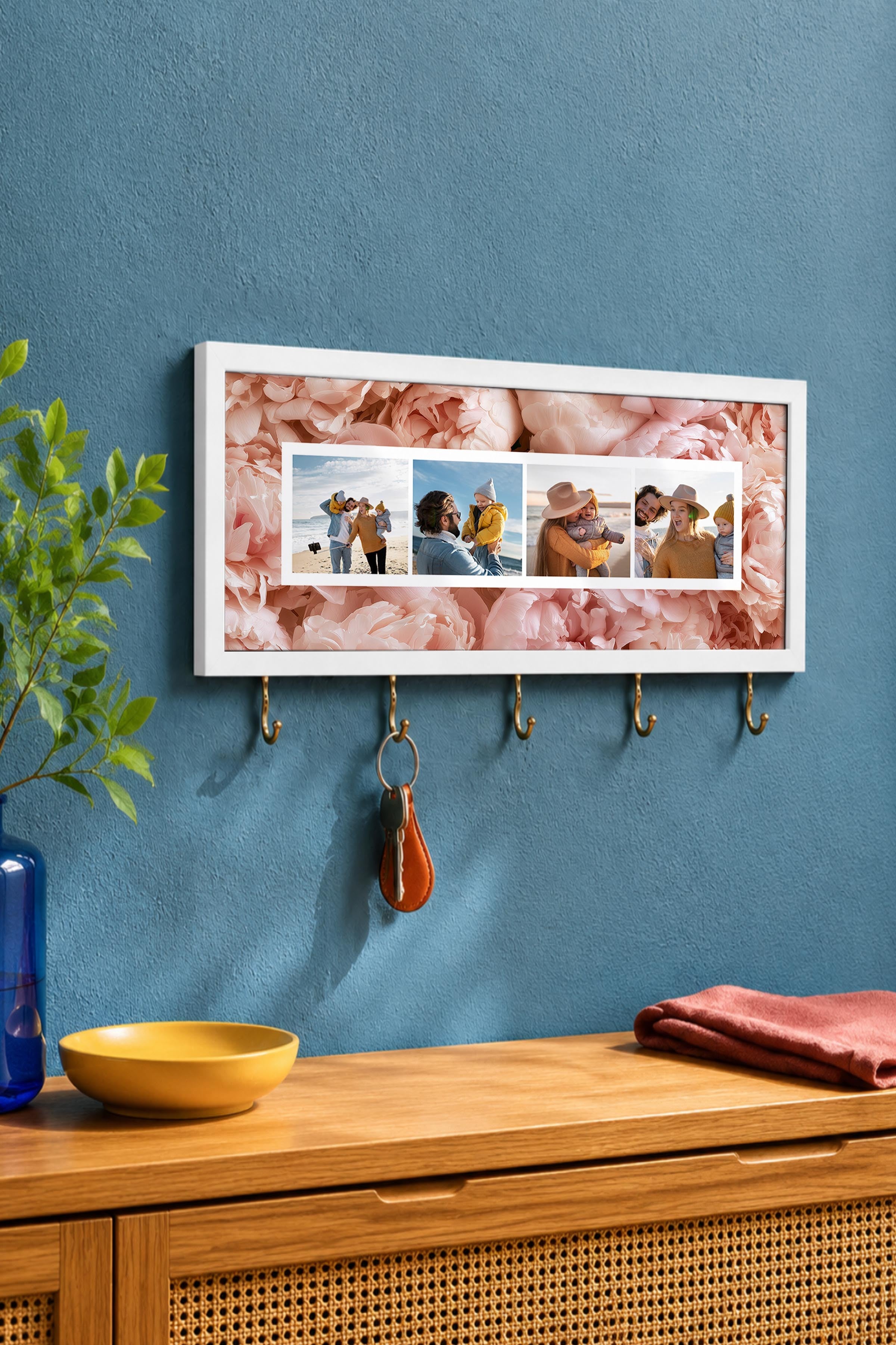 Kişiye Özel Tablo Anahtarlık, Photobooth Stili Beyaz Fotoğraf Çerçevesi, Vintage Duvar Dekoru