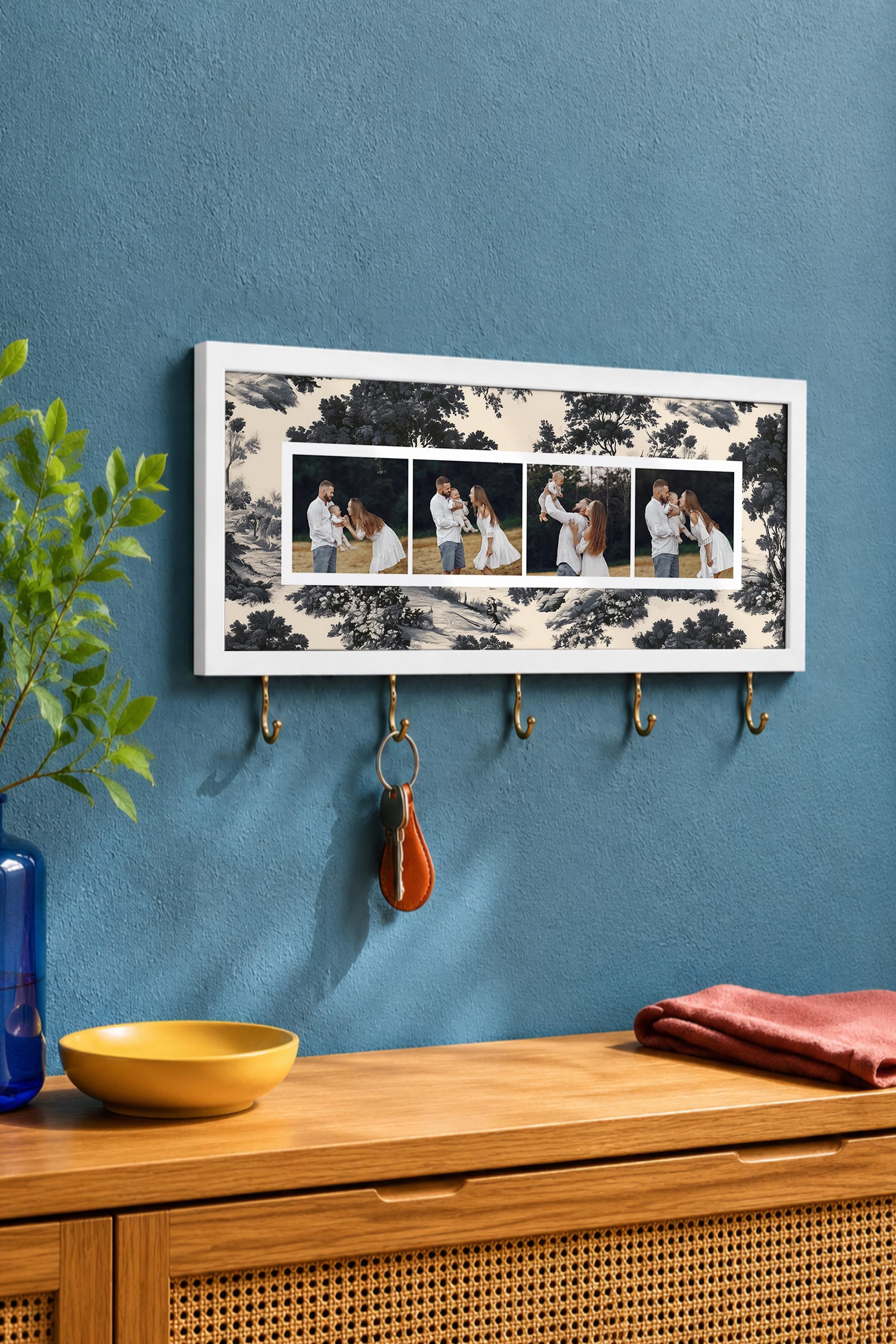 Kişiye Özel Tablo Anahtarlık, Photobooth Stili Beyaz Fotoğraf Çerçevesi, Vintage Duvar Dekoru