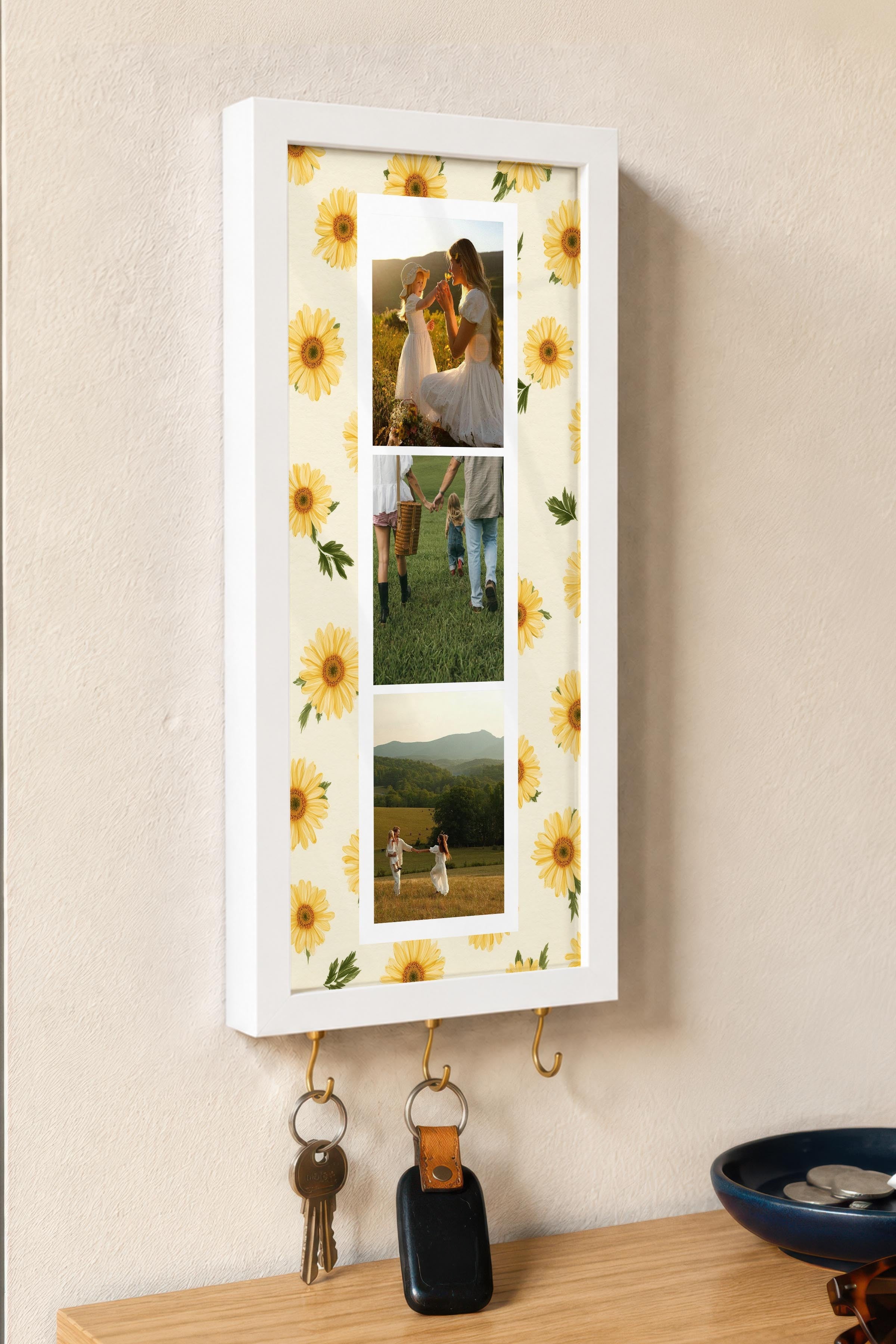 Kişiye Özel Tablo Anahtarlık, Photobooth Stili Beyaz Fotoğraf Çerçevesi, Vintage Duvar Dekoru